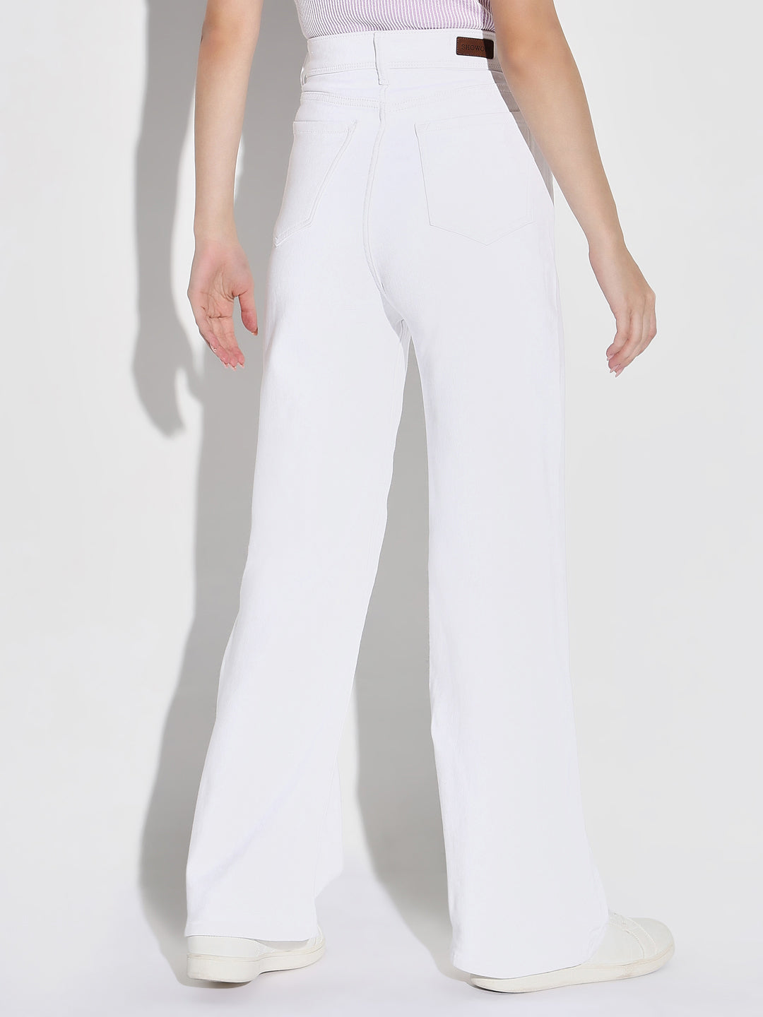 Women's White Wide Leg Casual Jeans