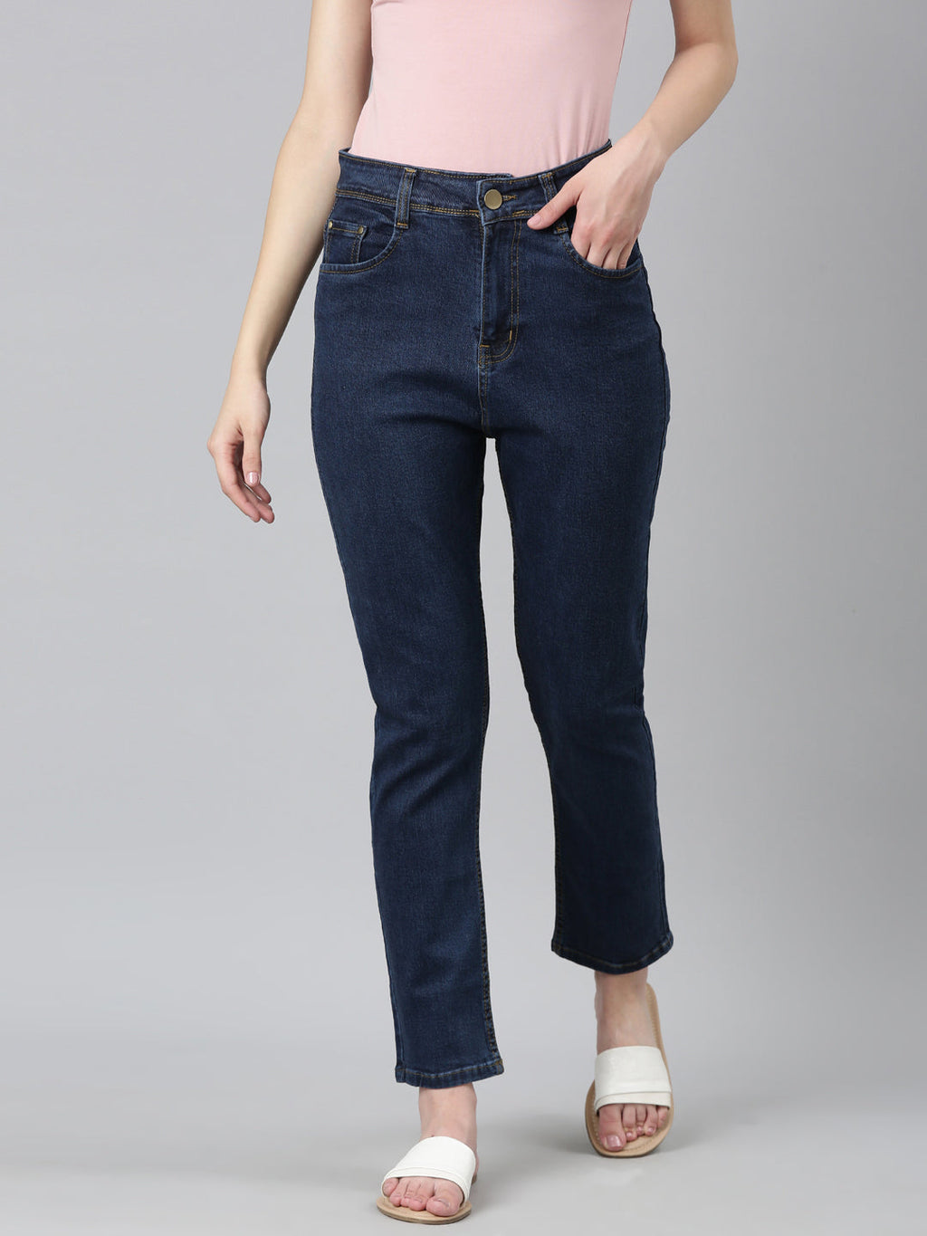 Women's Blue Regular Fit Denim Jeans