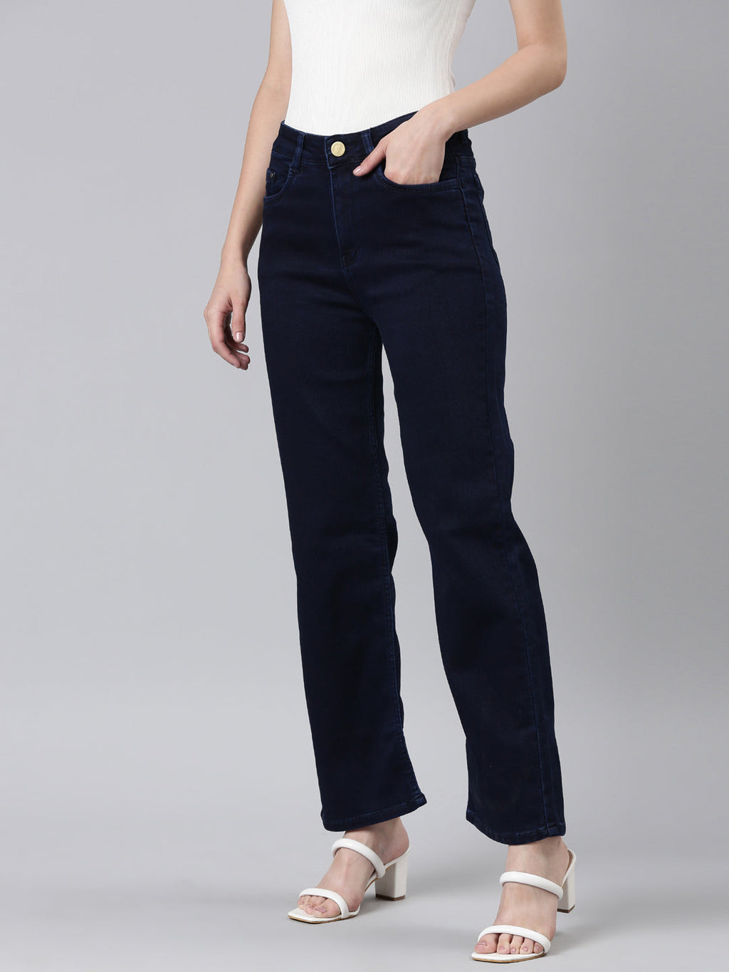 Women's Blue High-Rise Stretchable Jeans