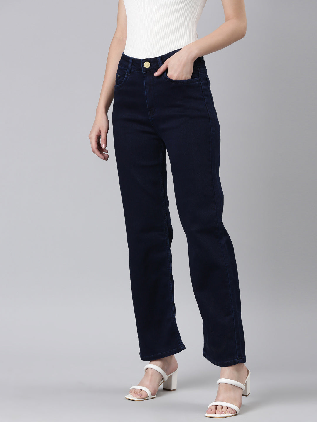 Women's Blue High-Rise Stretchable Jeans