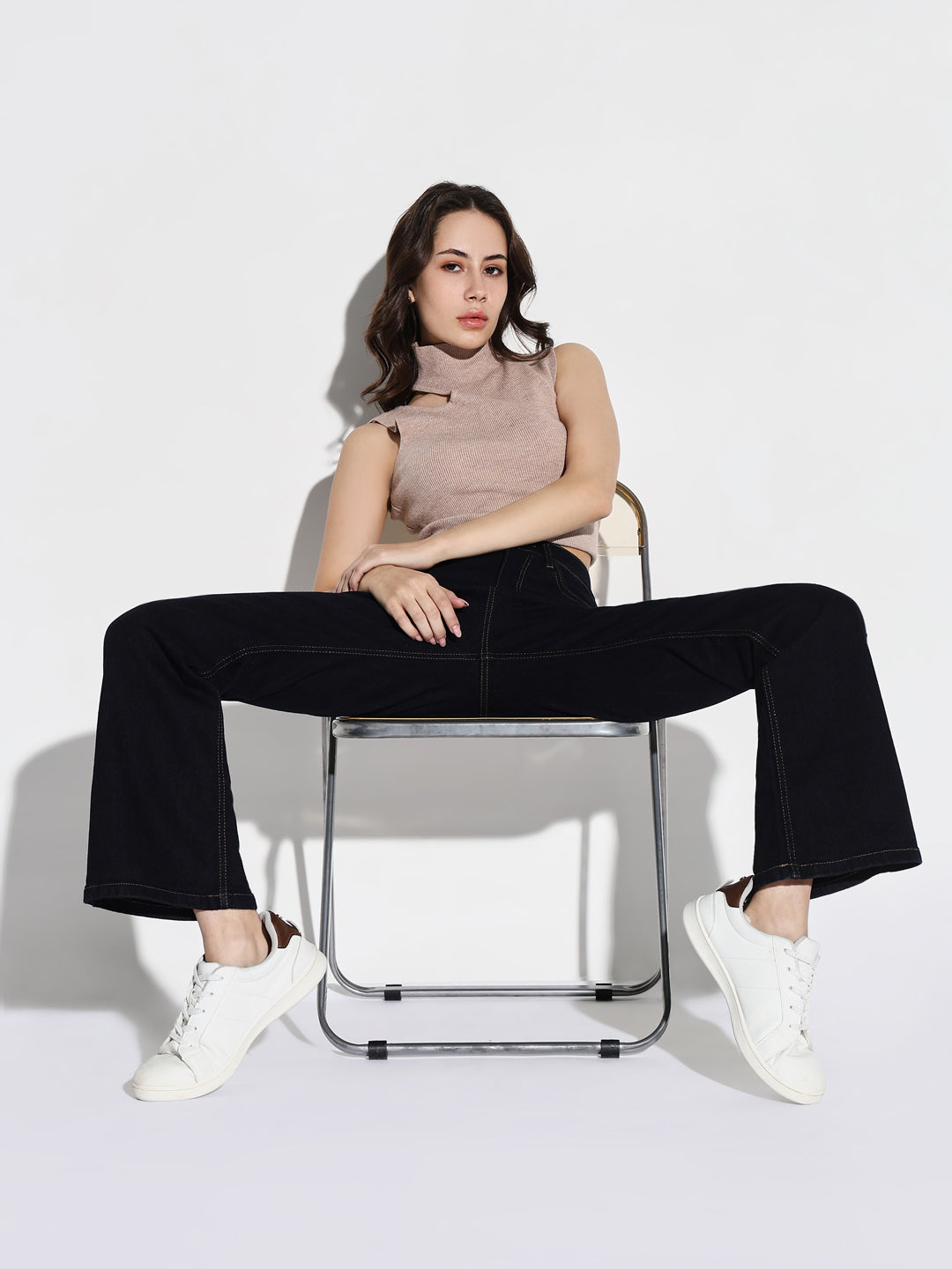 Women's Navy Blue Cotton Comfort Bootcut Stretchable Clean Look Mid-Rise Jeans