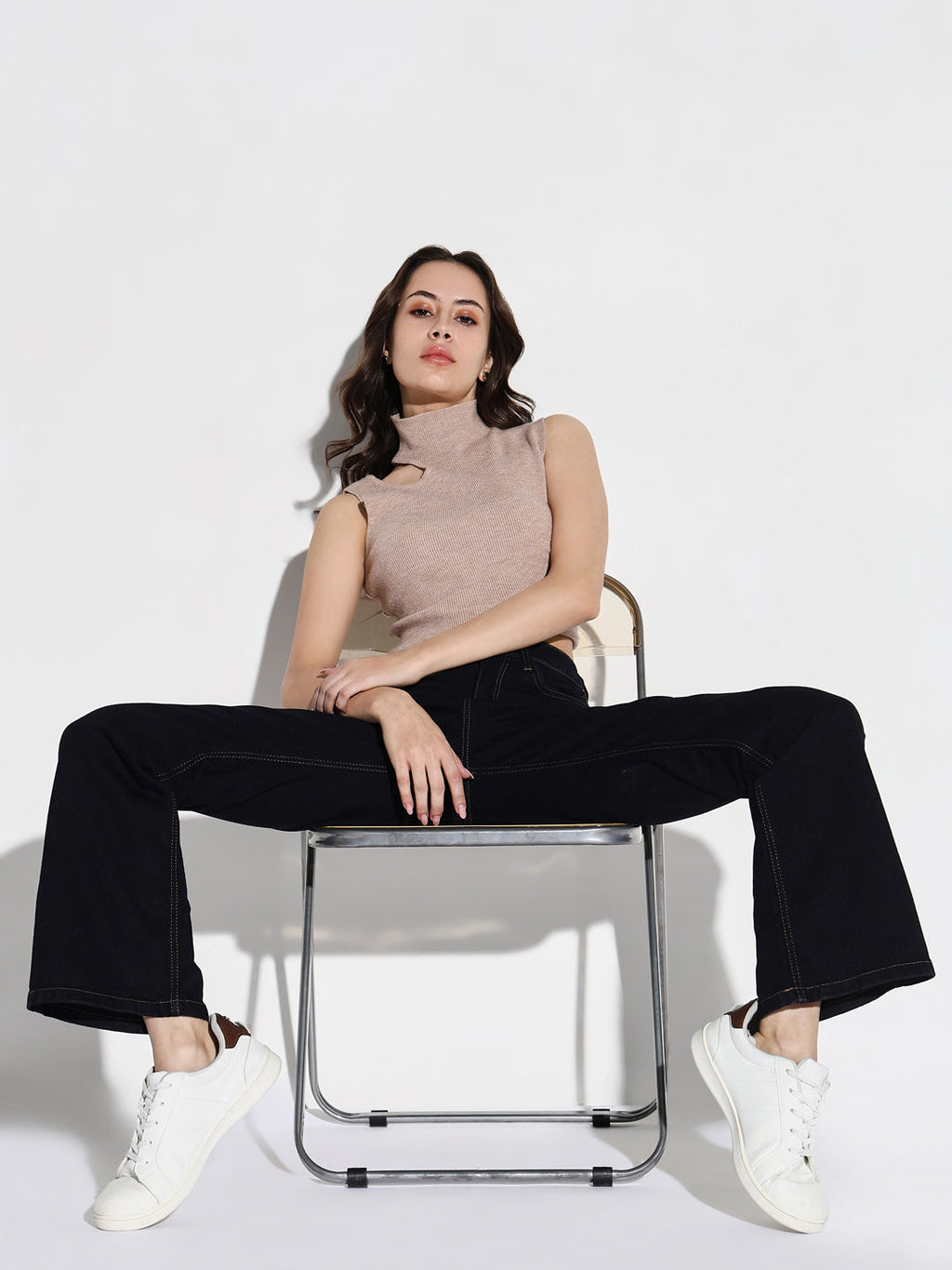 Women's Navy Blue Cotton Comfort Bootcut Stretchable Clean Look Mid-Rise Jeans