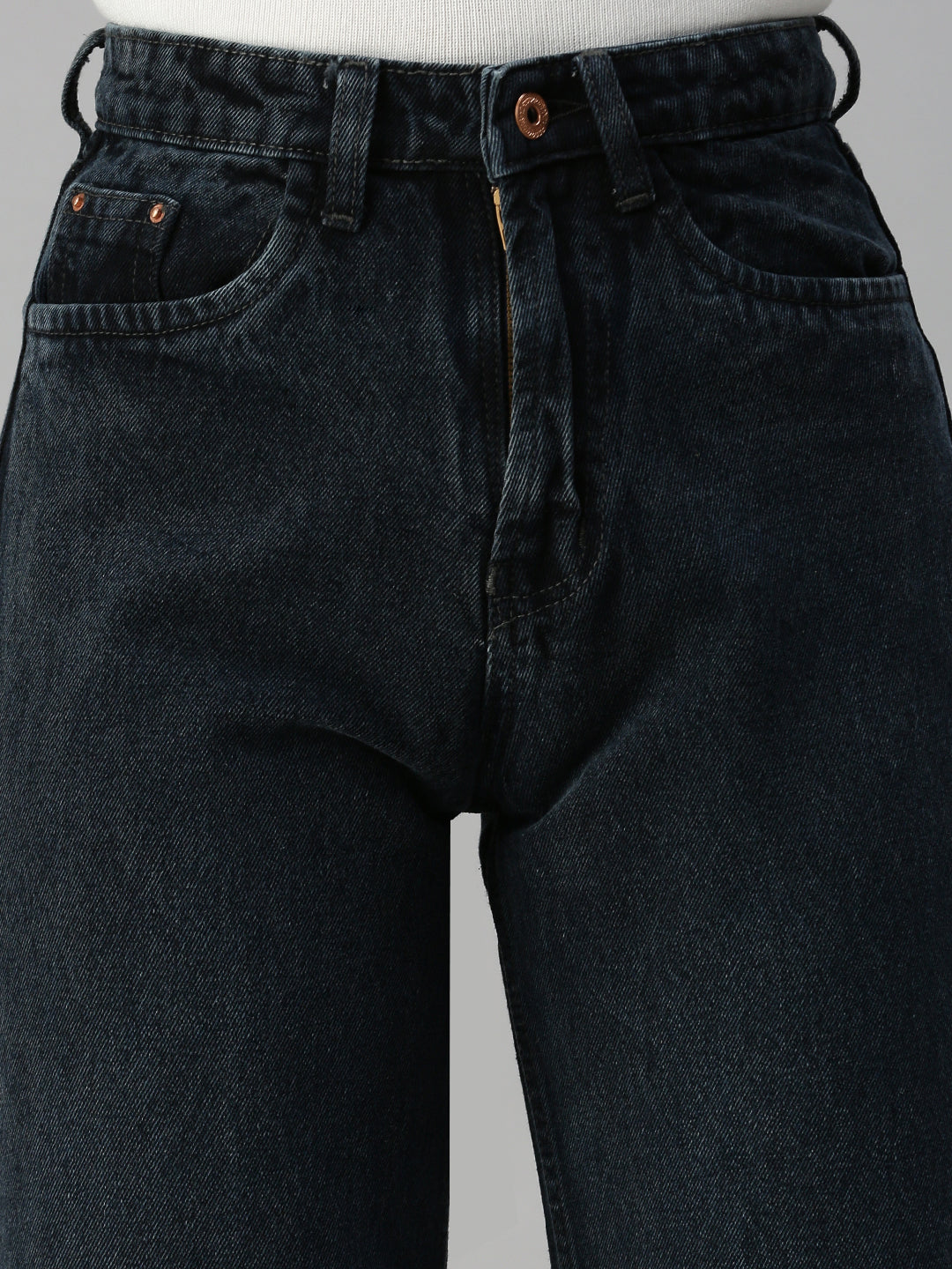 Women's Grey Wide Leg High-Rise Denim Jeans