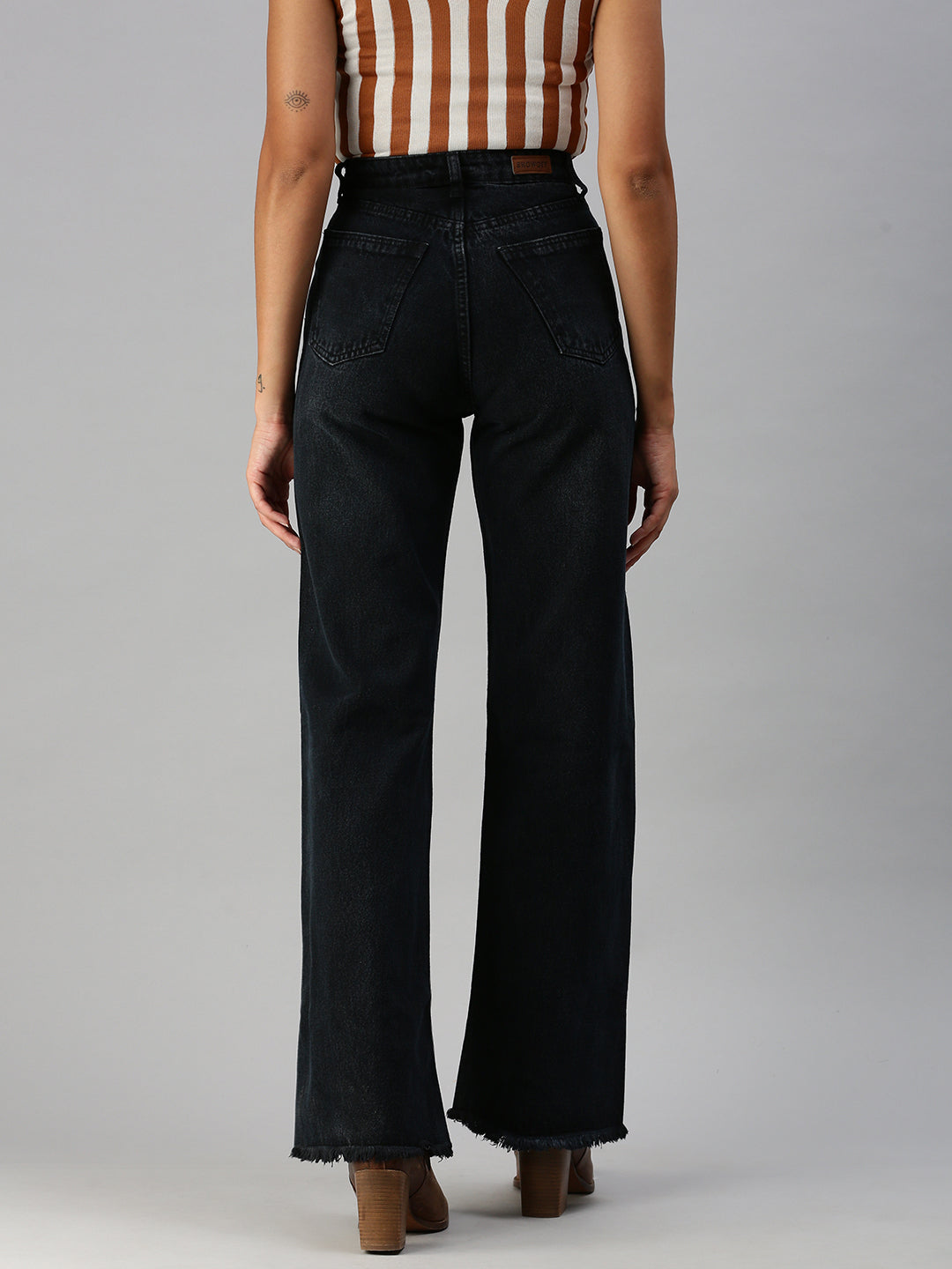 Women's Grey Wide Leg High-Rise Jeans