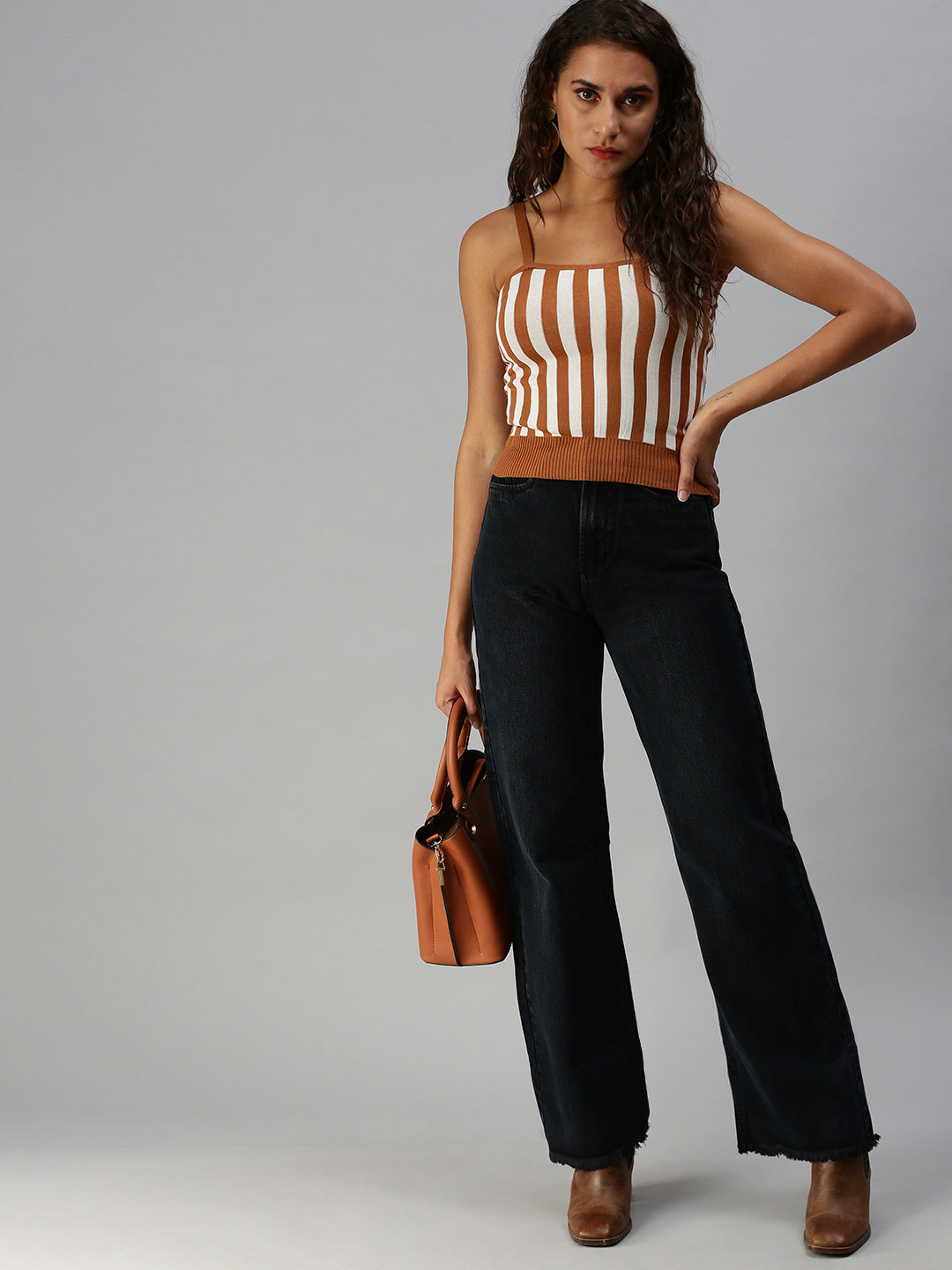 Women's Grey Wide Leg High-Rise Jeans