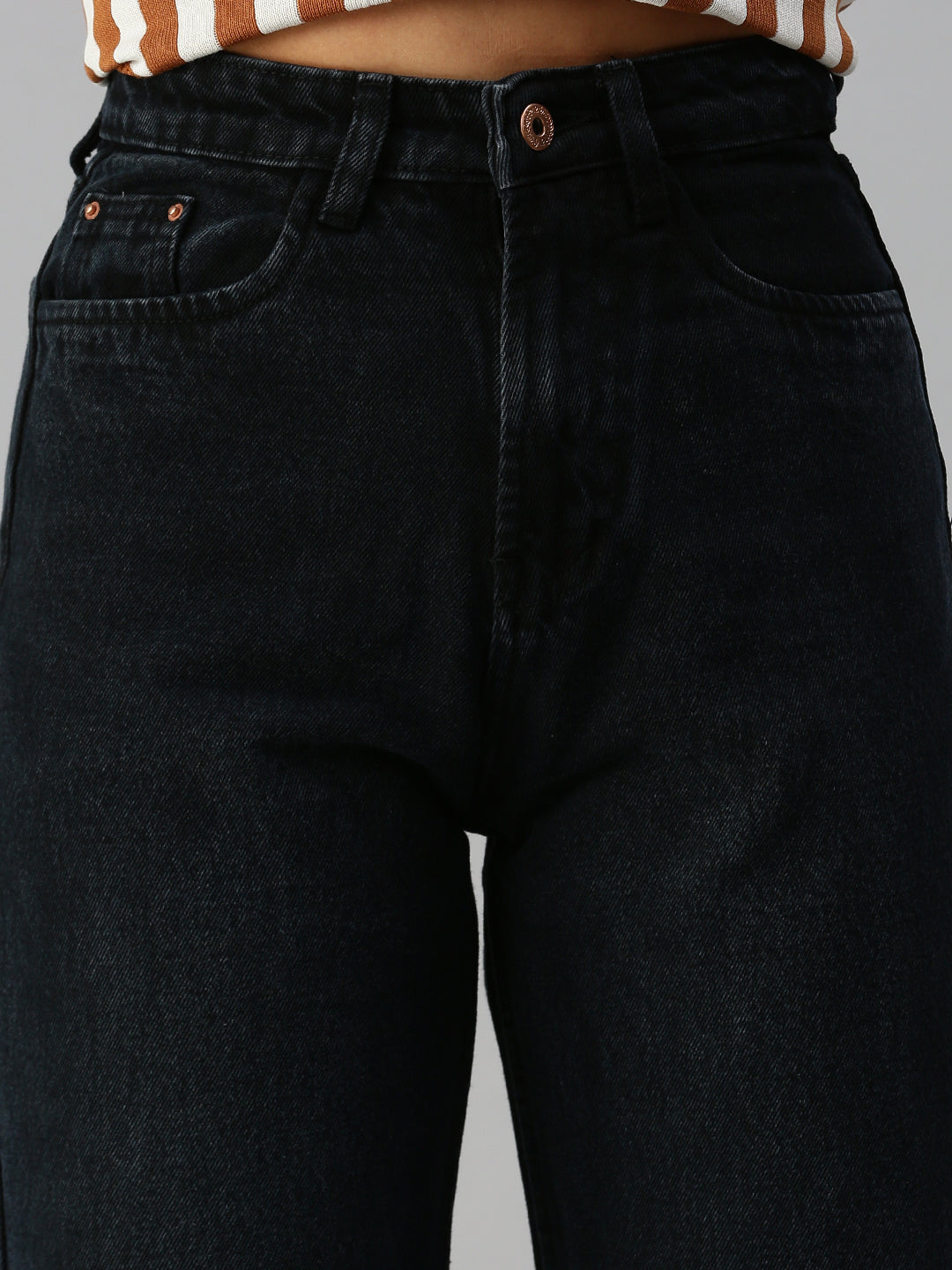 Women's Grey Wide Leg High-Rise Jeans