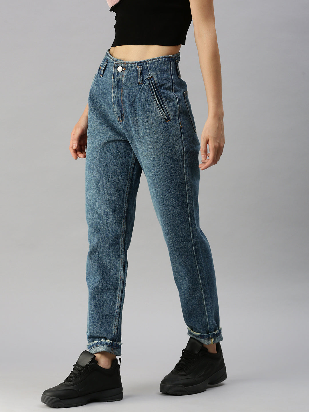 Women's Blue High-Rise Light Fade Jeans