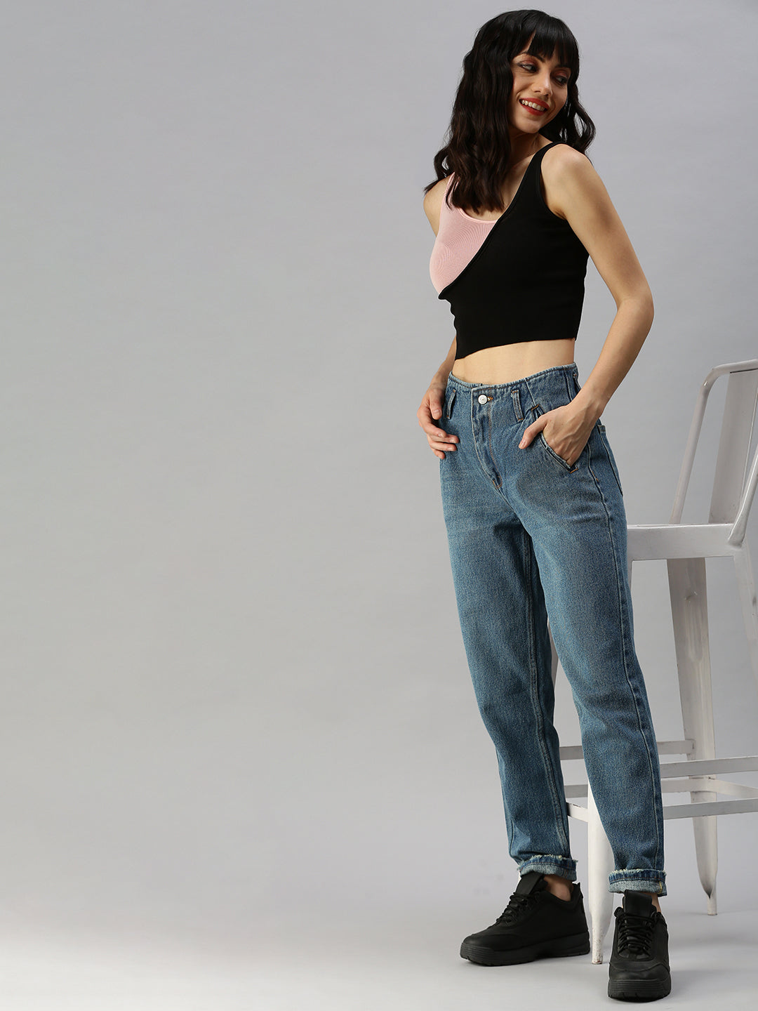 Women's Blue High-Rise Light Fade Jeans