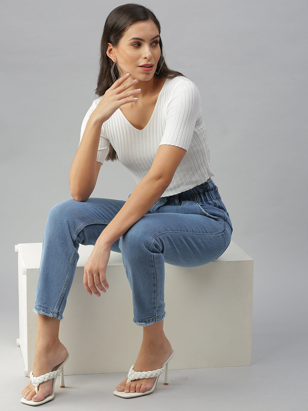Women's Blue High-Rise Jeans