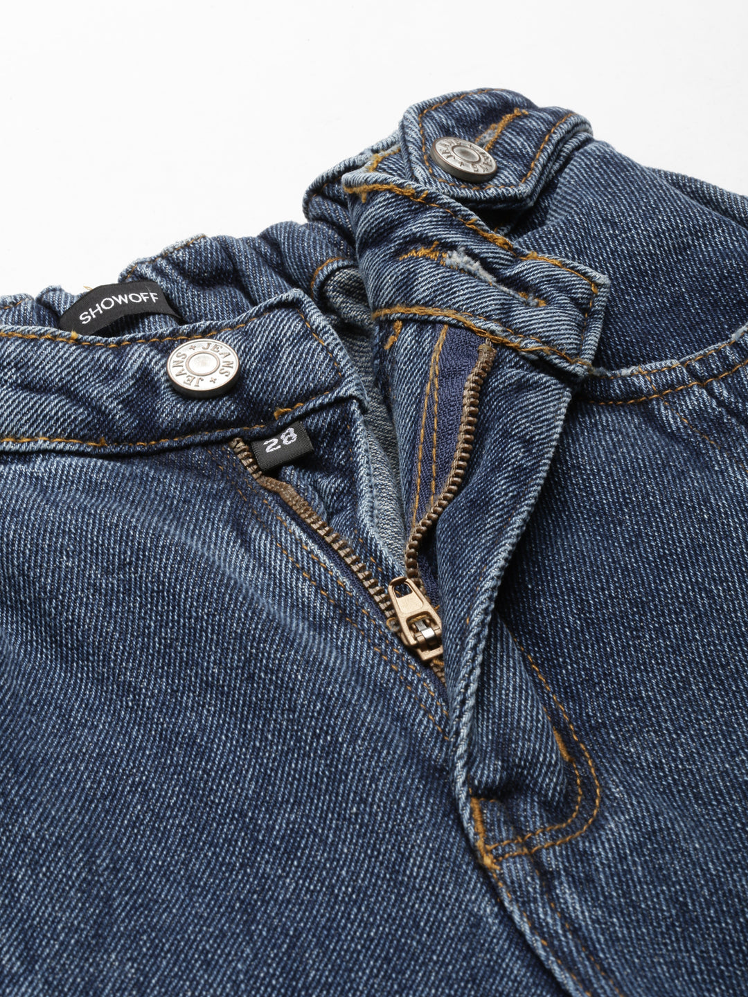 Women's Blue Acid Wash High-Raise Denim Cropped Jeans