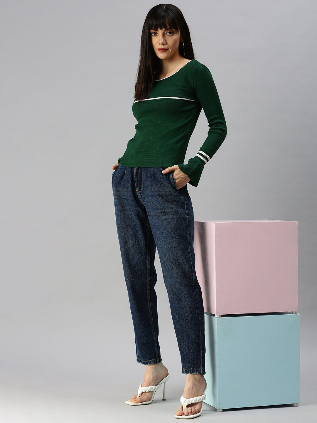 Women's Blue High-Rise Jeans