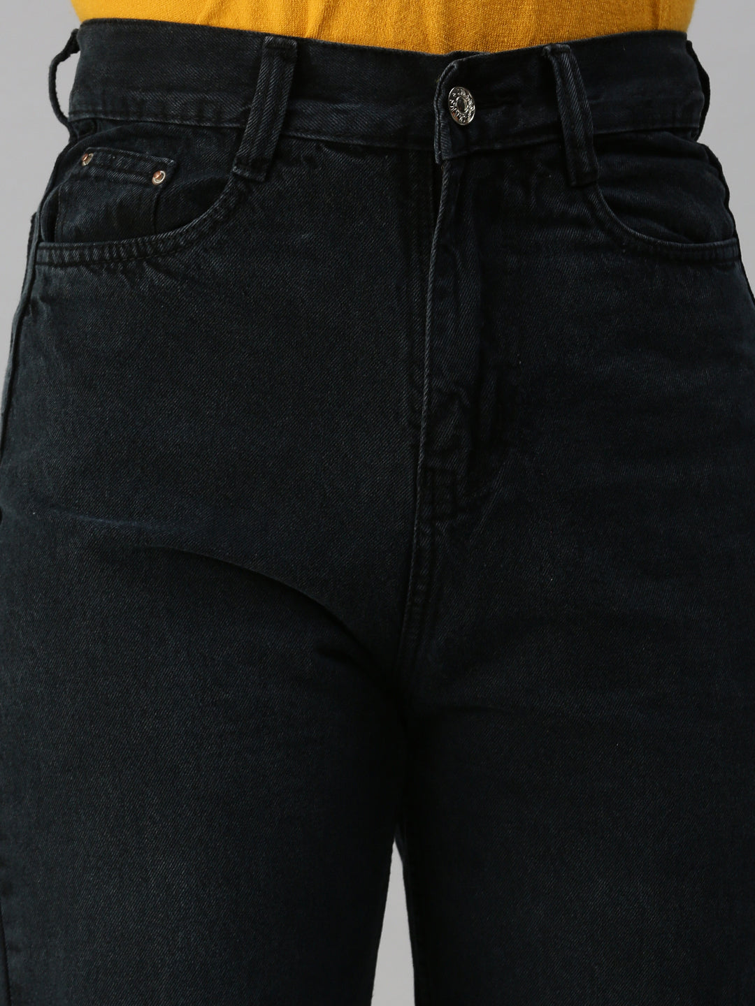 Women's Dark Grey Straight Fit High-Rise Light Fade Stretchable Jeans