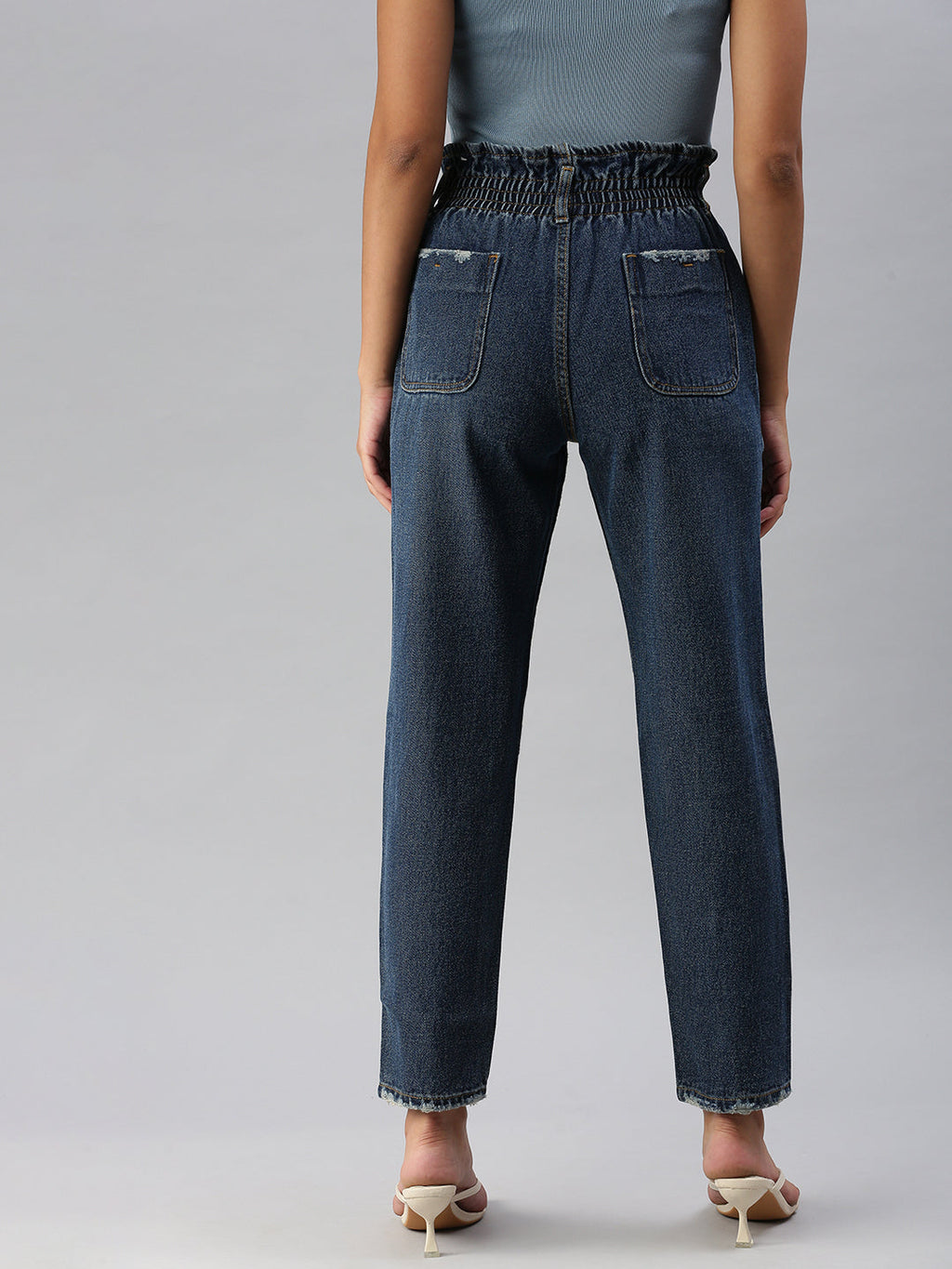 Women's Navy Blue High-Rise Light Fade Denim Jeans