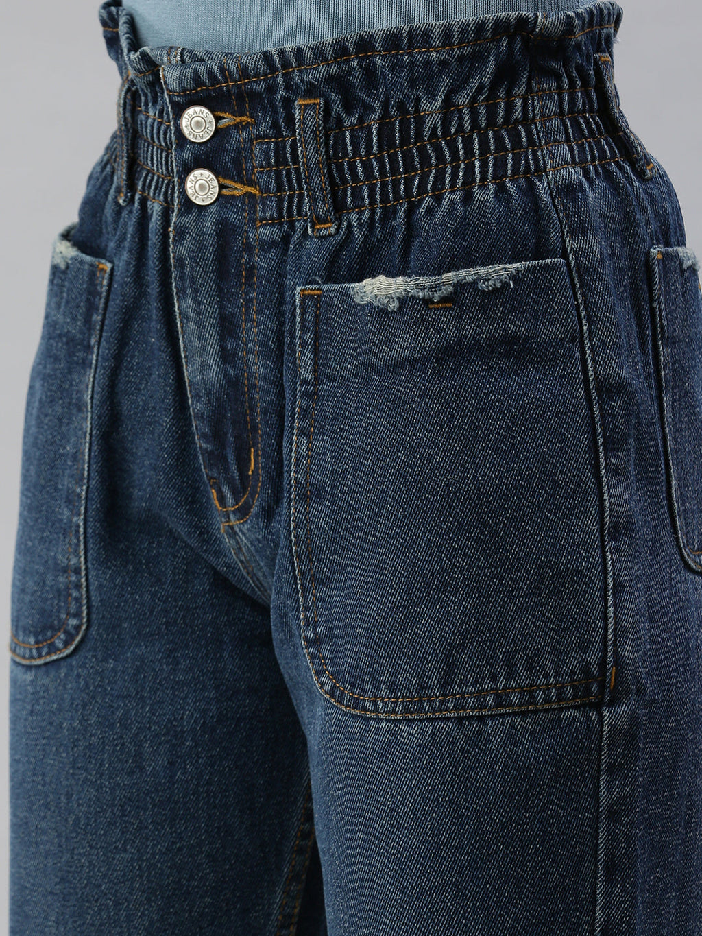 Women's Navy Blue High-Rise Light Fade Denim Jeans