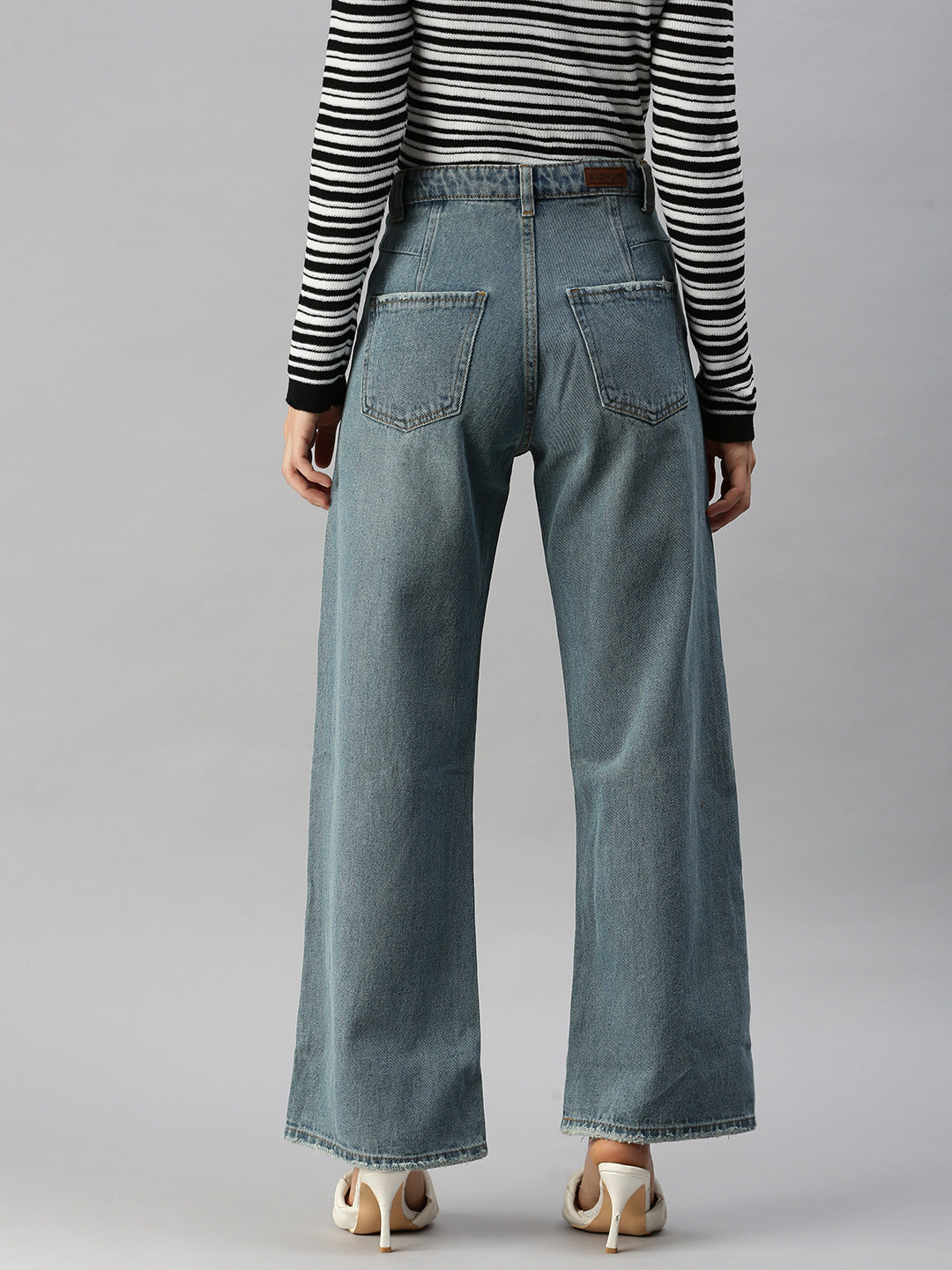 Women's Blue Wide Leg High-Rise Denim Jeans