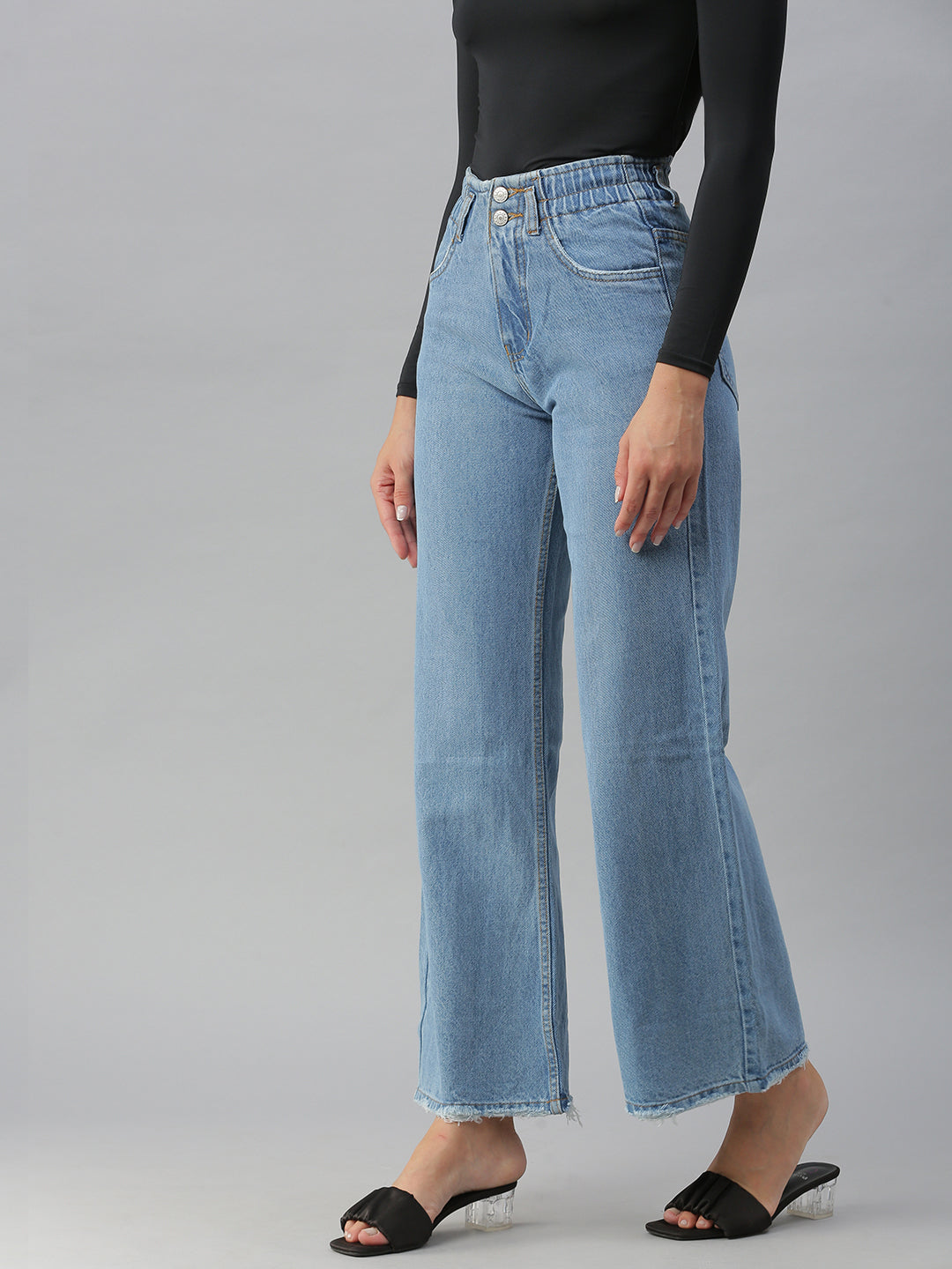 Women's Blue Wide Leg High-Rise Jeans