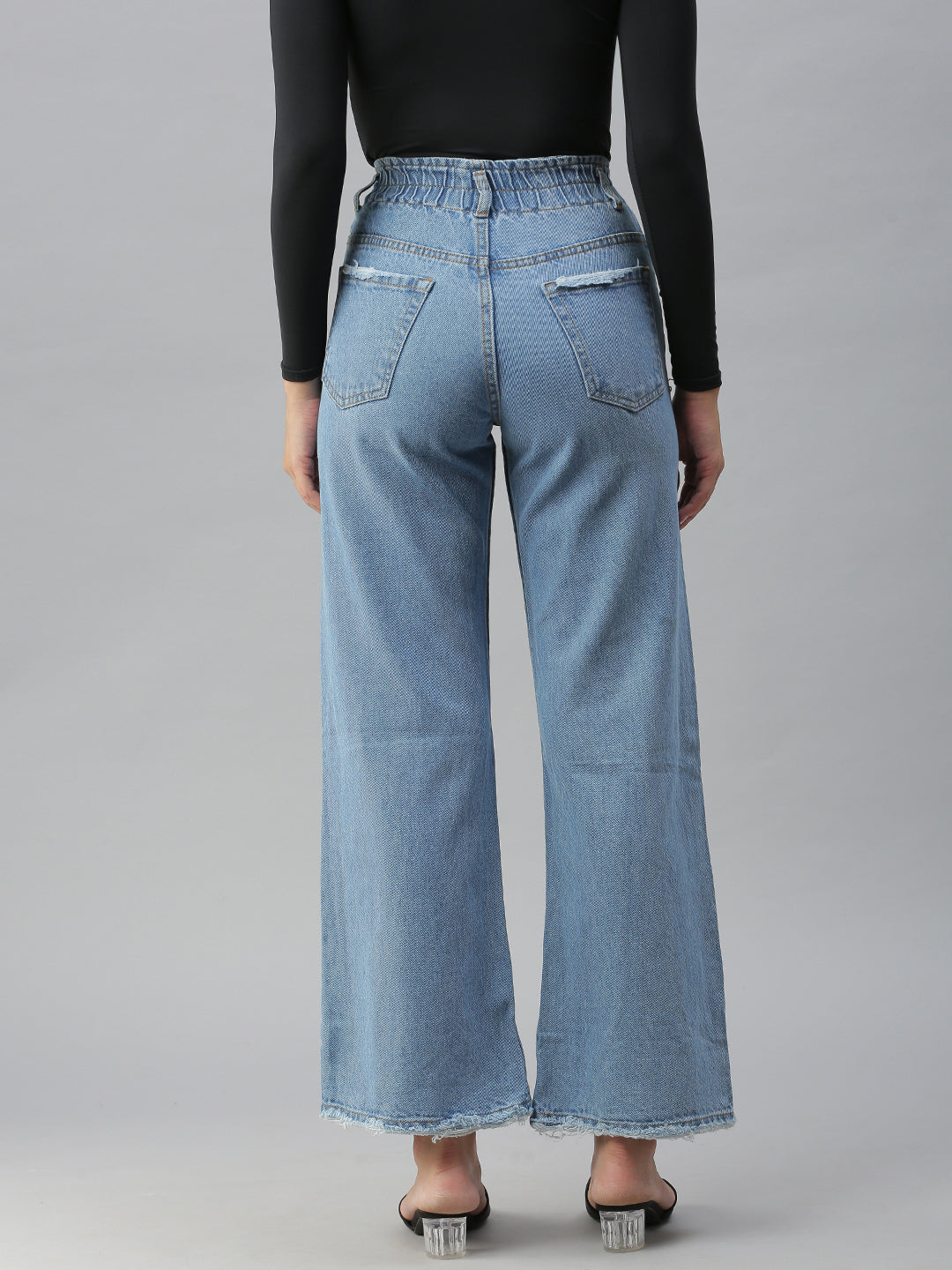 Women's Blue Wide Leg High-Rise Jeans
