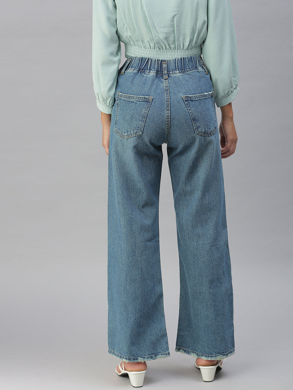 Women's Blue Wide Leg High-Rise Jeans