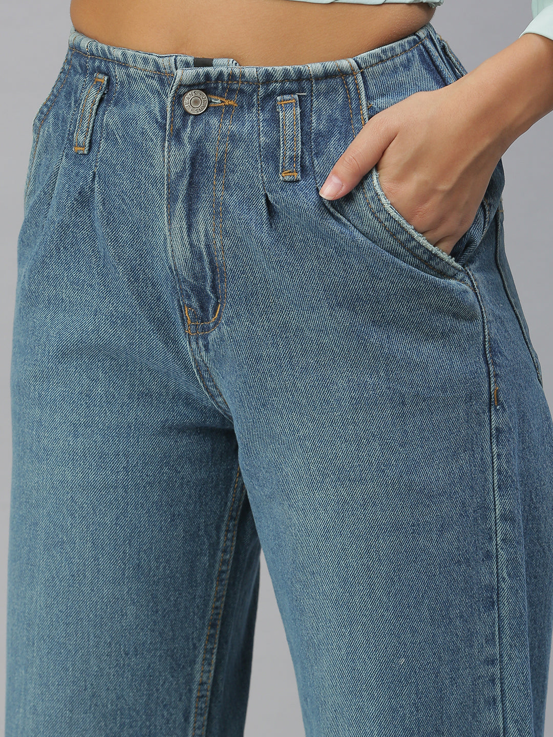 Women's Blue Wide Leg High-Rise Jeans