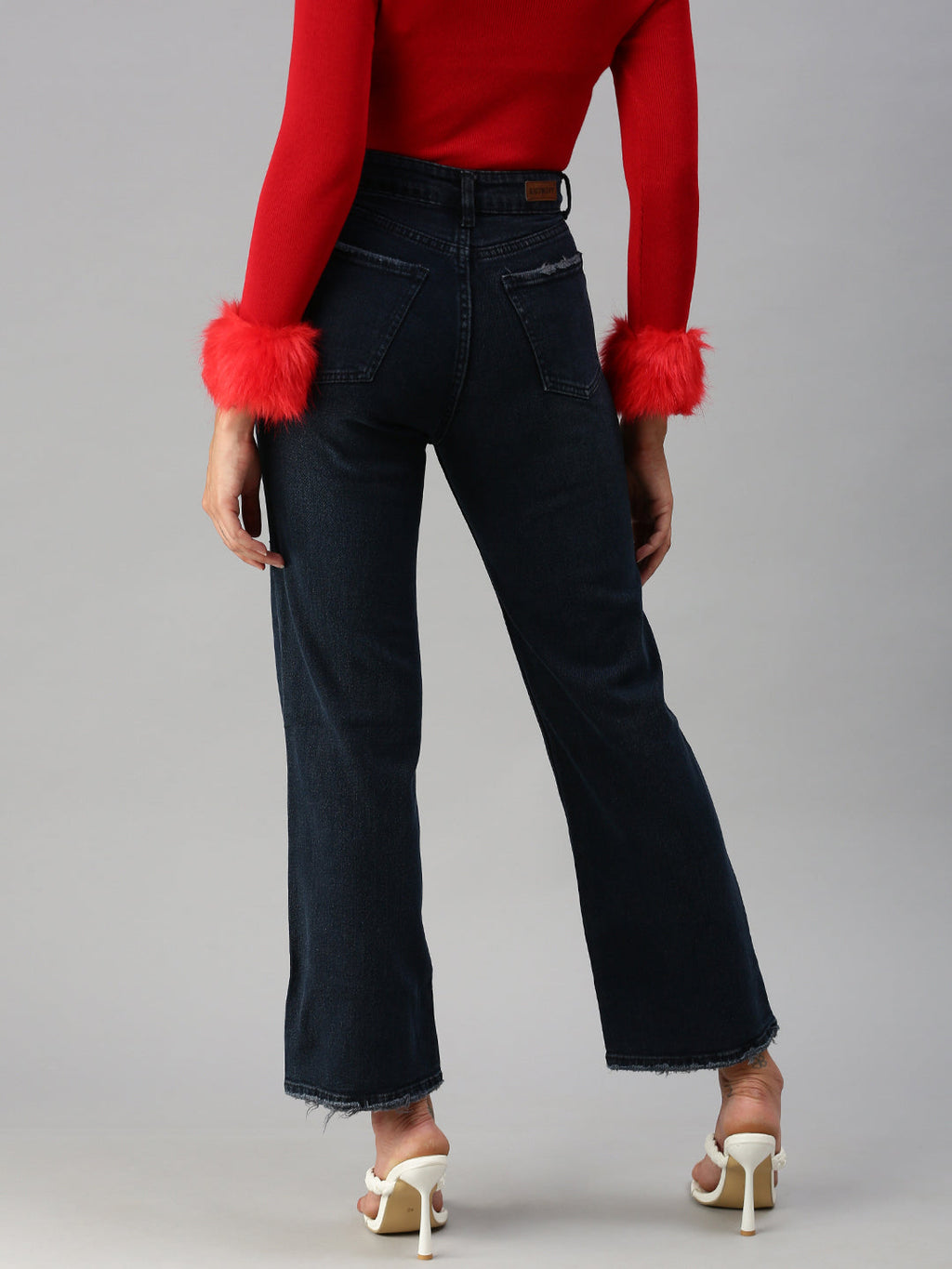 Women's Blue Flared High-Rise Stretchable Jeans