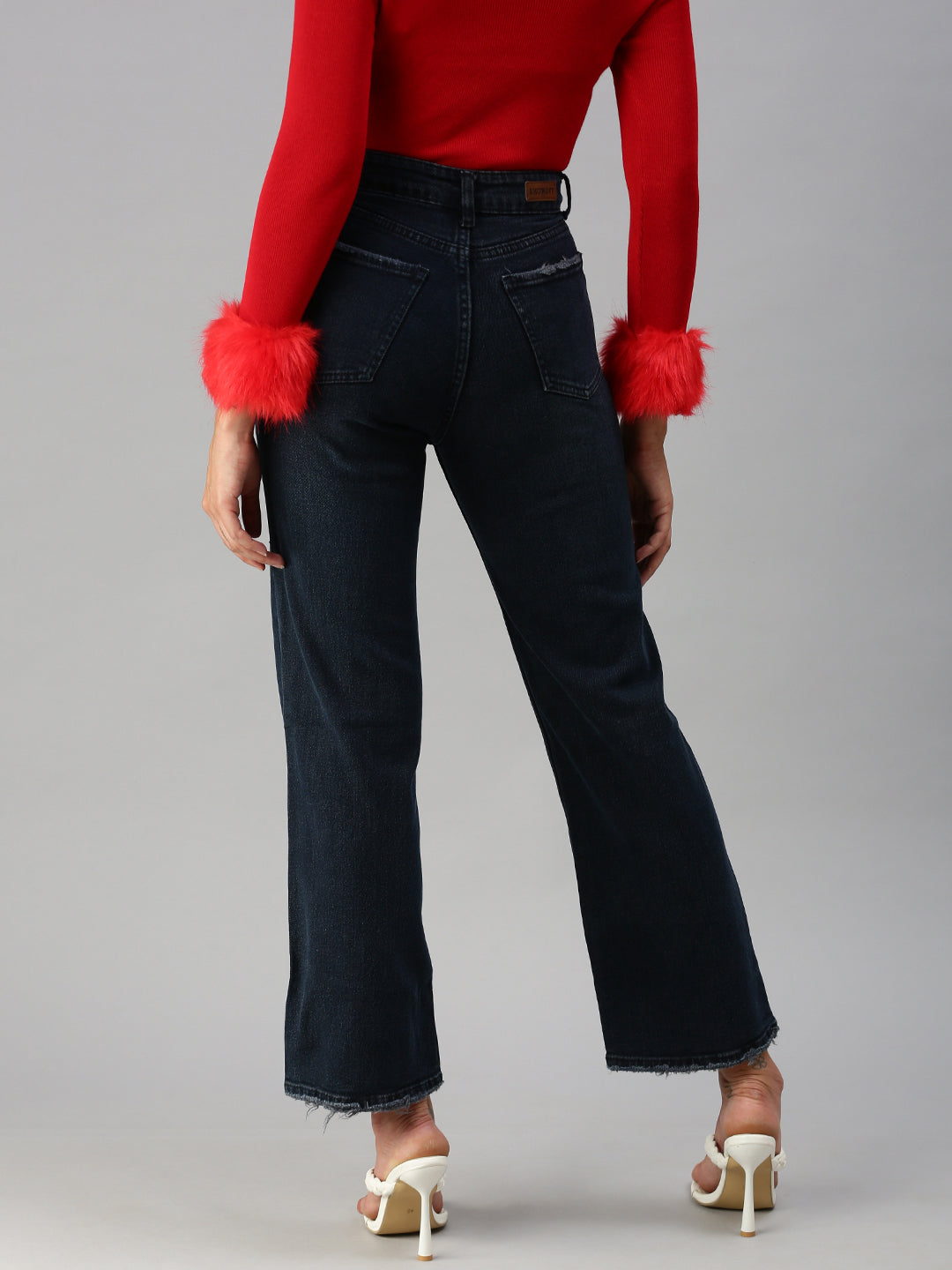 Women's Blue Flared High-Rise Stretchable Jeans