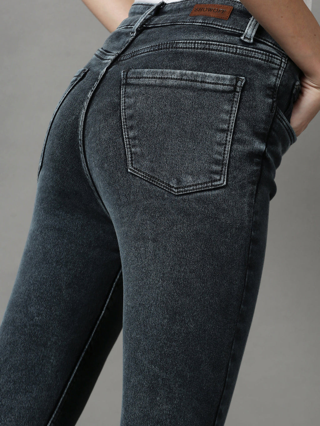 Women's Grey Slim Fit Stretchable Denim Jeans
