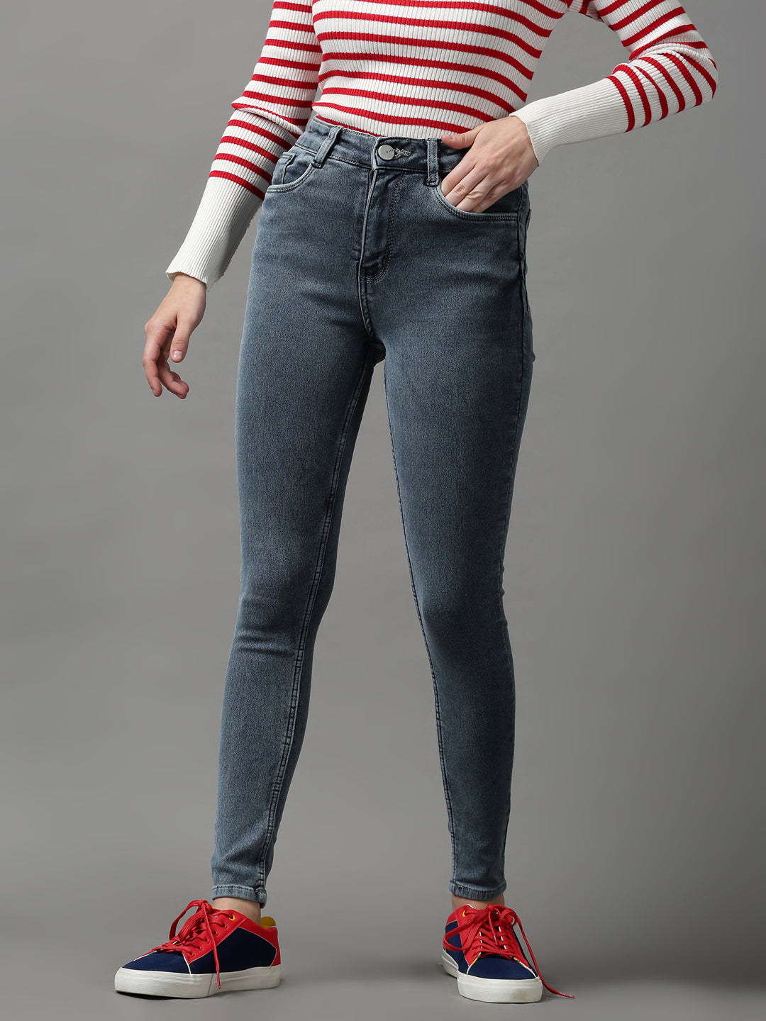 Women's Grey Skinny Fit Stretchable Denim Jeans
