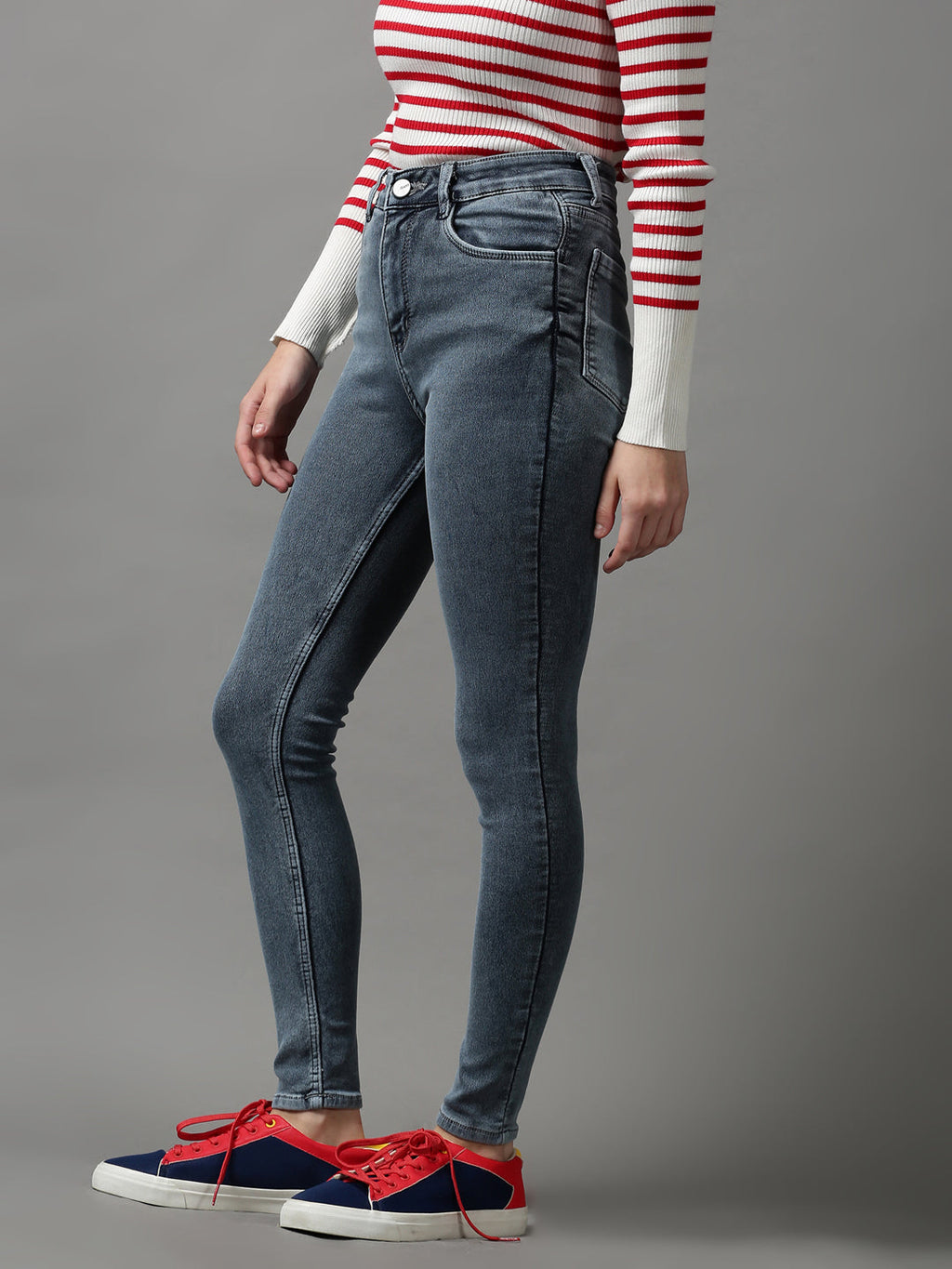 Women's Grey Skinny Fit Stretchable Denim Jeans