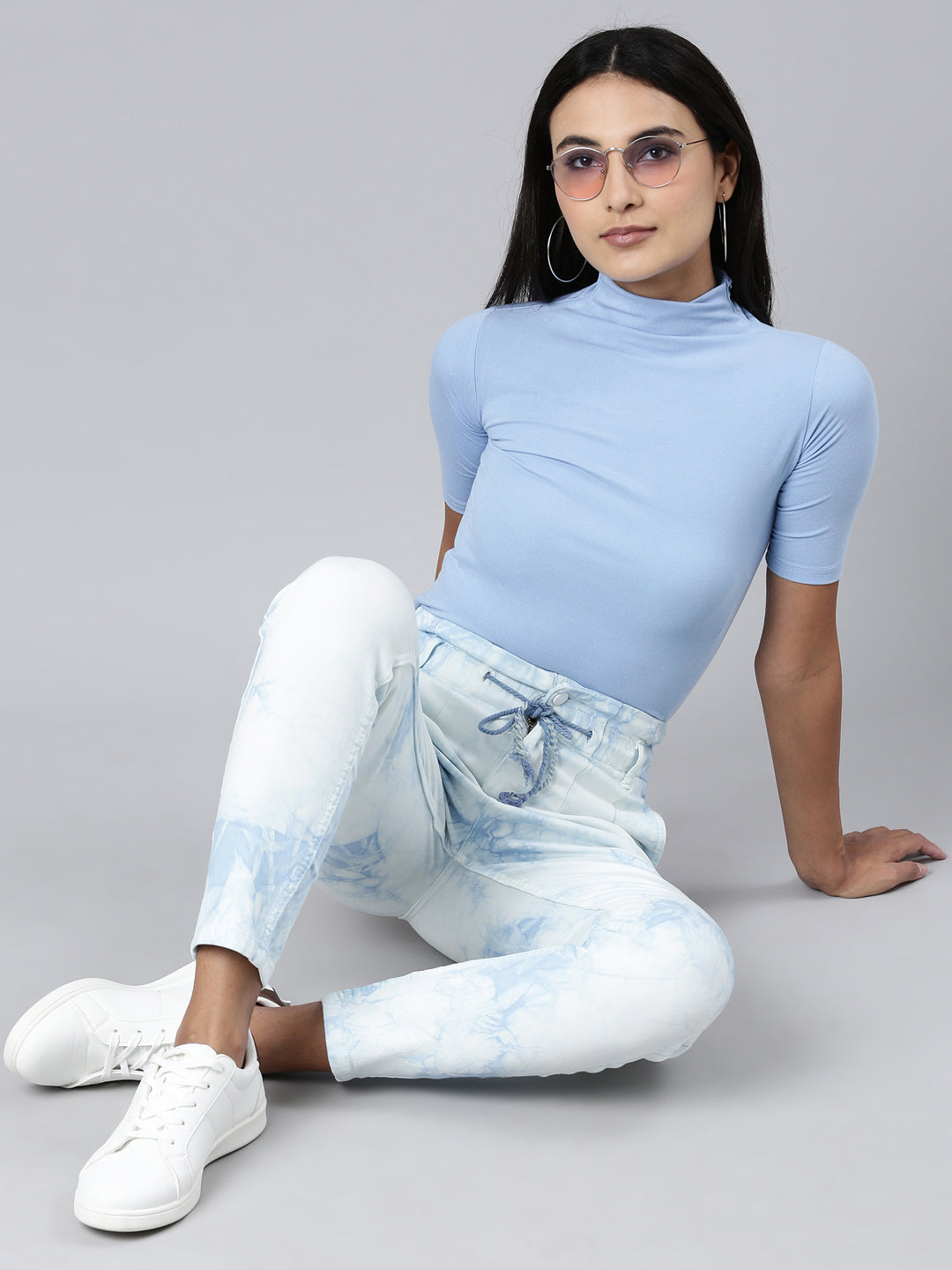 Women's Blue Heavy Fade Acid Wash Mom Fit Denim Jeans