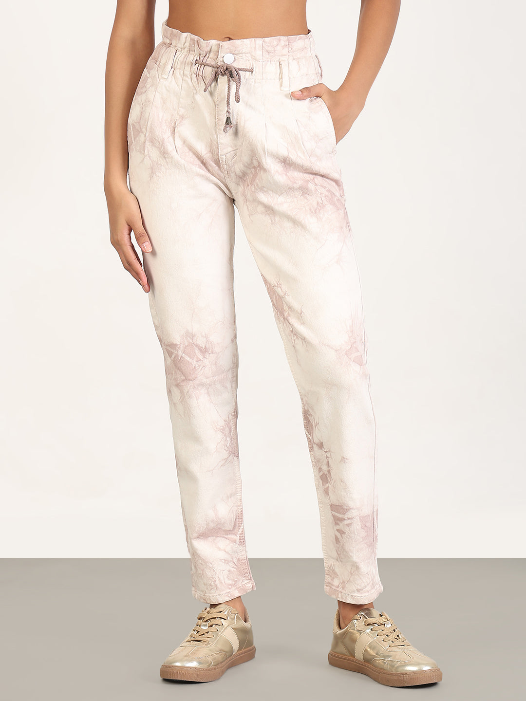 Women's Solid Brown Mom Fit Jeans