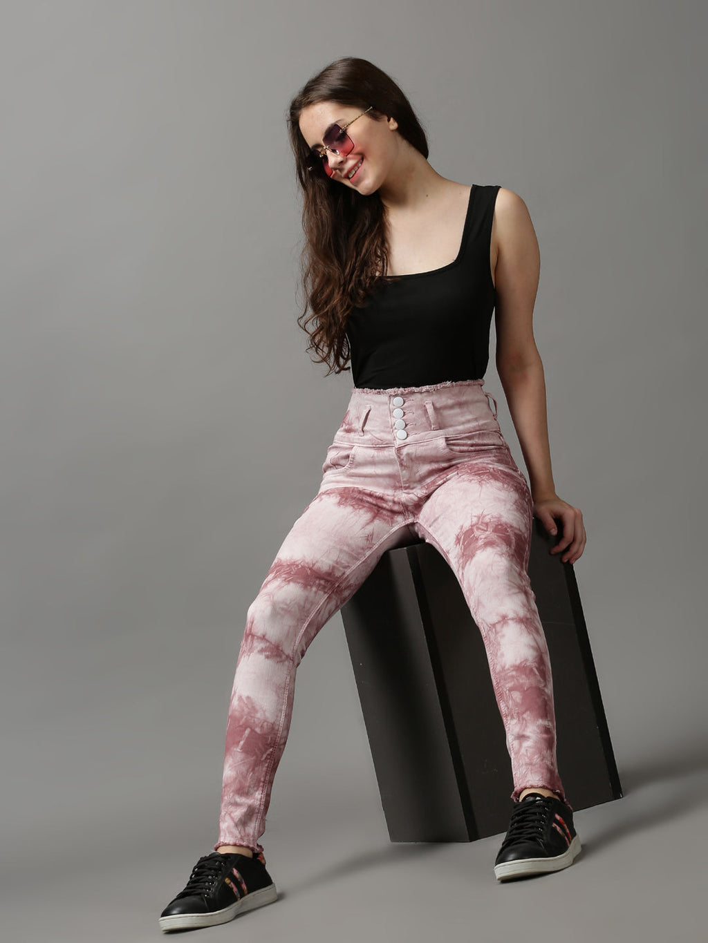 Women's Mauve Skinny Fit Light Fade Stretchable Denim Jeans