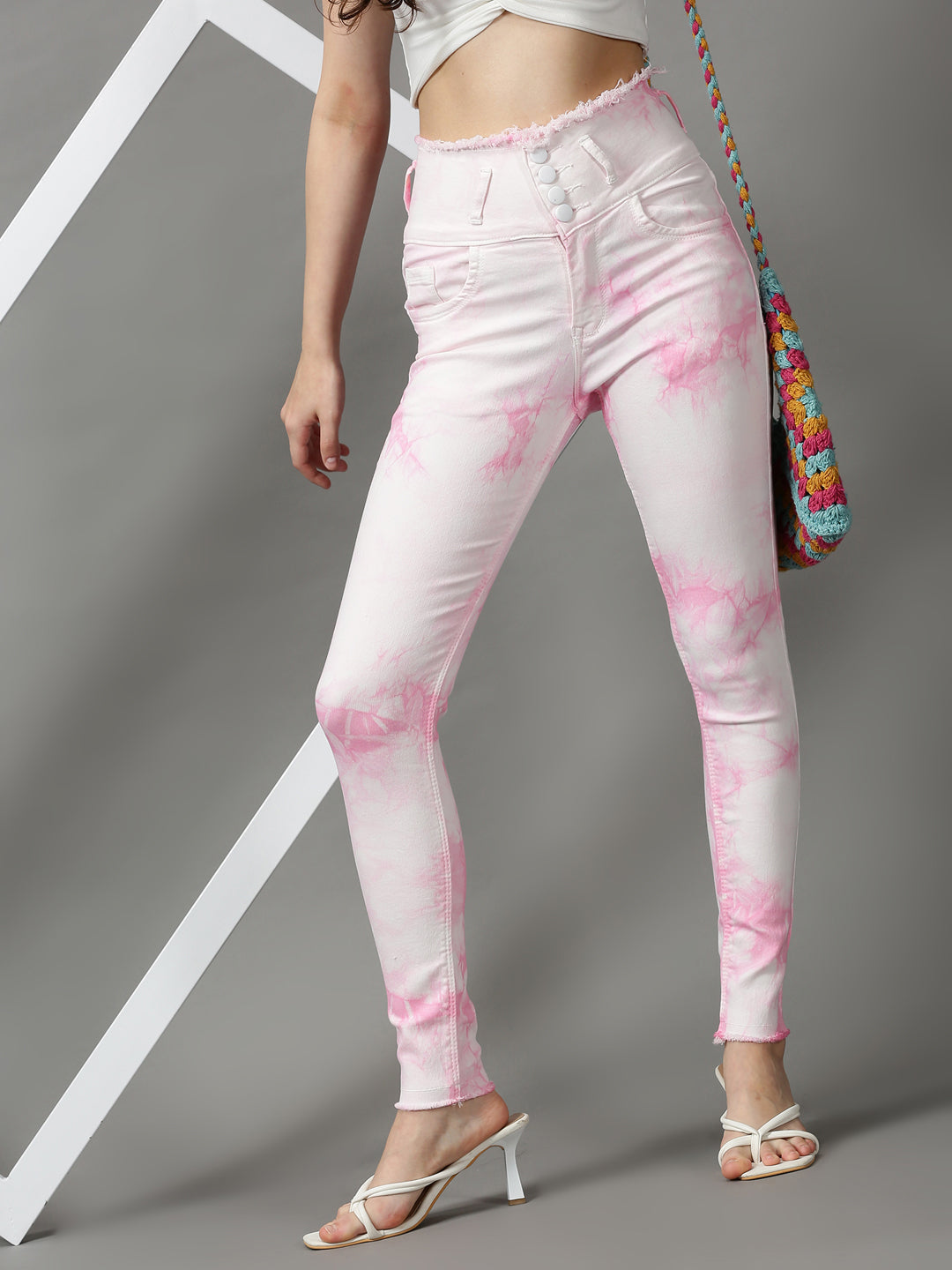 Women's Pink Skinny Fit Stretchable Denim Jeans