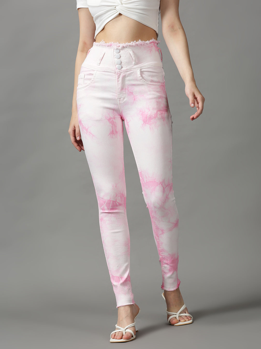 Women's Pink Skinny Fit Stretchable Denim Jeans