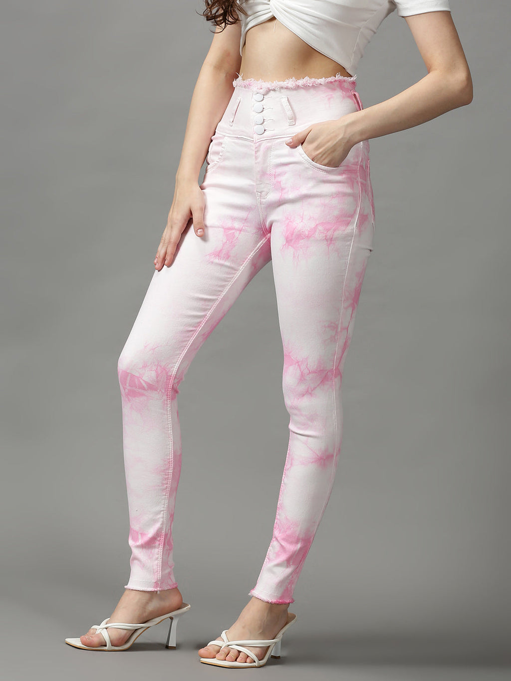 Women's Pink Skinny Fit Stretchable Denim Jeans