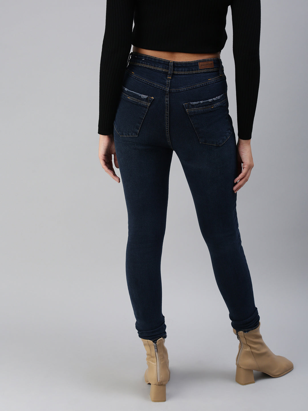 Women's Navy Blue Slim Fit High-Rise Stretchable Jeans