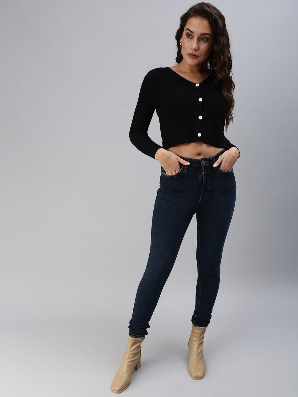 Women's Navy Blue Slim Fit High-Rise Stretchable Jeans