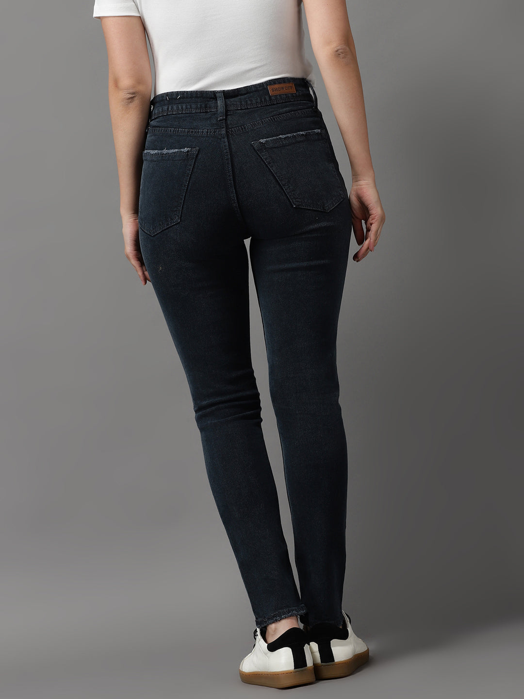 Women's Grey Jean Slim Fit High-Rise Stretchable Jeans
