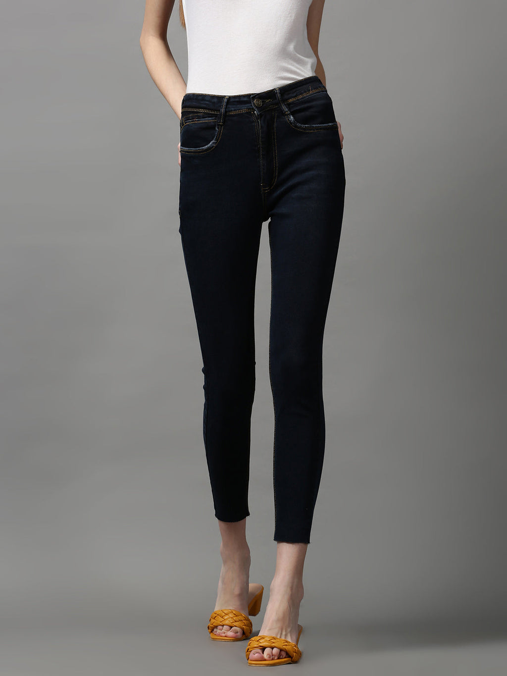 Women's Navy Blue Skinny Fit Stretchable Denim Jeans