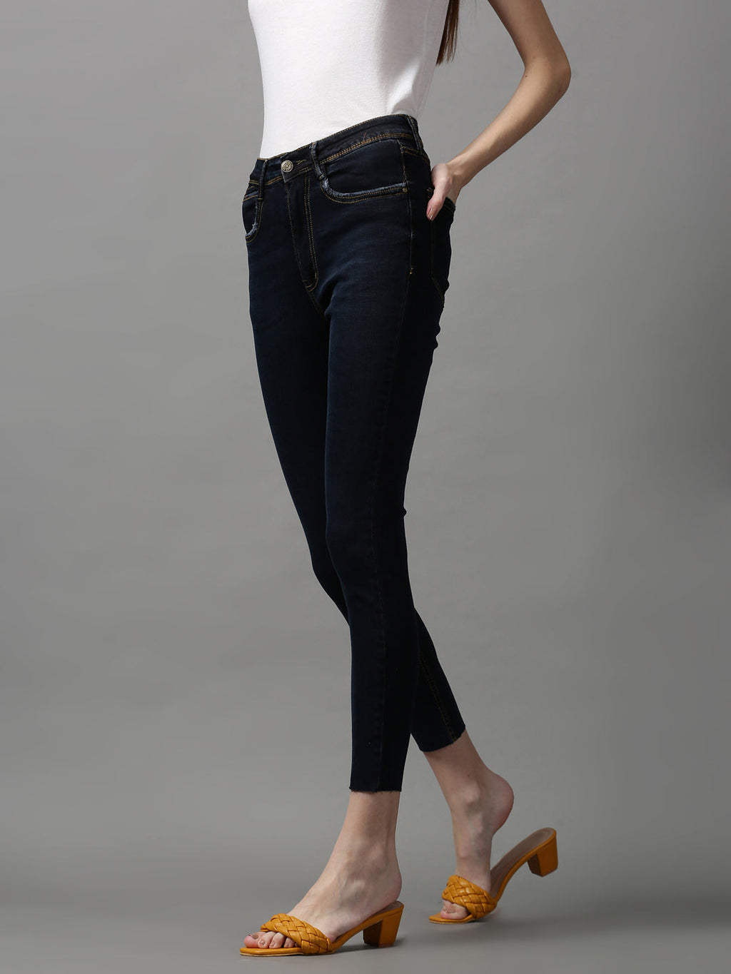 Women's Navy Blue Skinny Fit Stretchable Denim Jeans