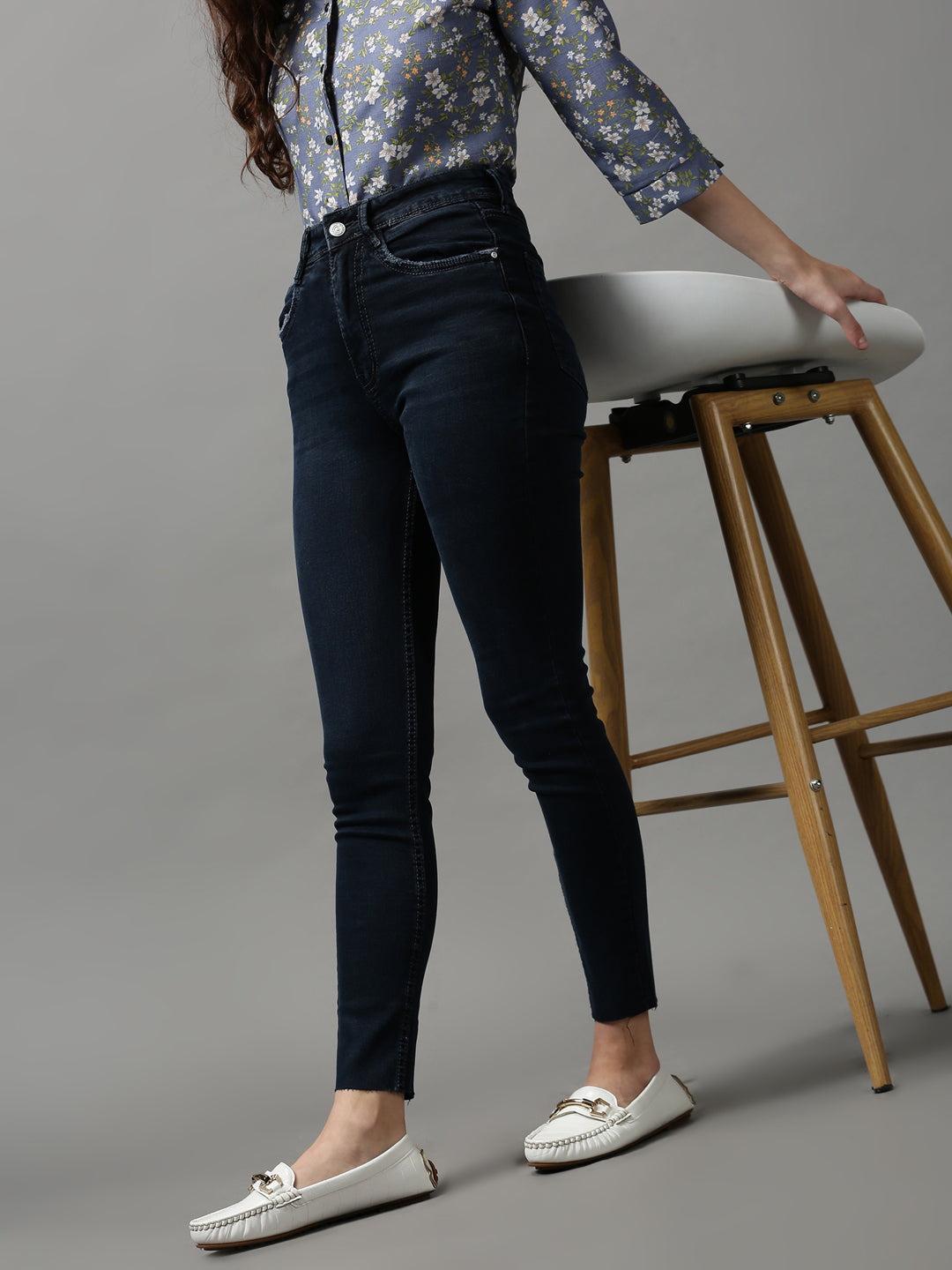 Women's Navy Blue Slim Fit Stretchable Jeans