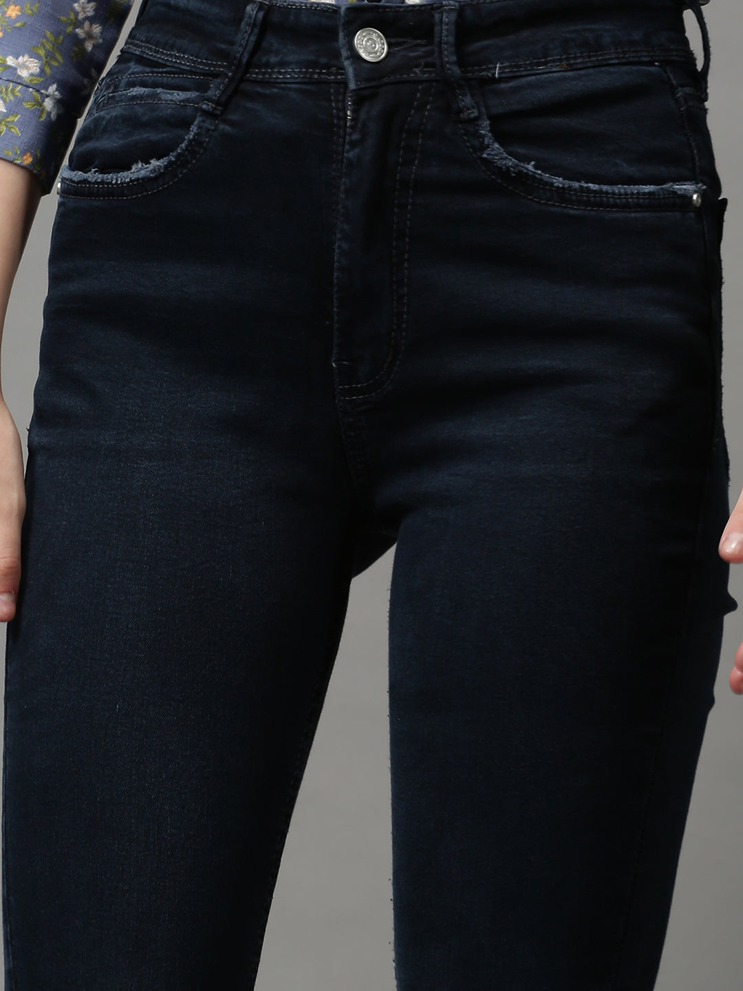 Women's Navy Blue Slim Fit Stretchable Jeans