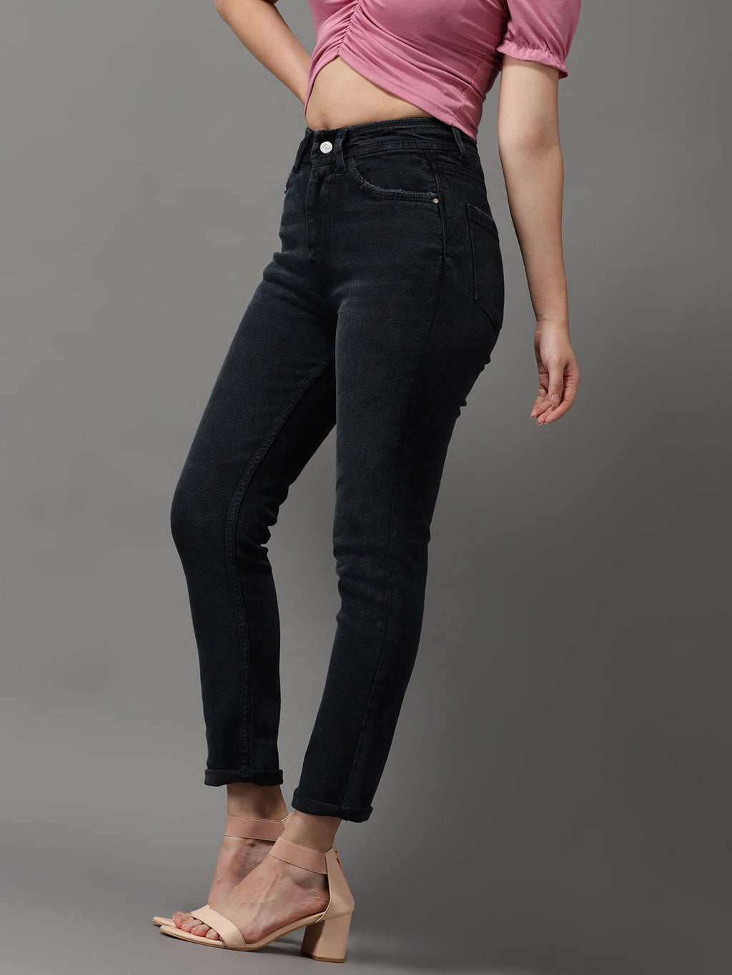Women's Dark Grey Jean Slim Fit High-Rise Stretchable Jeans