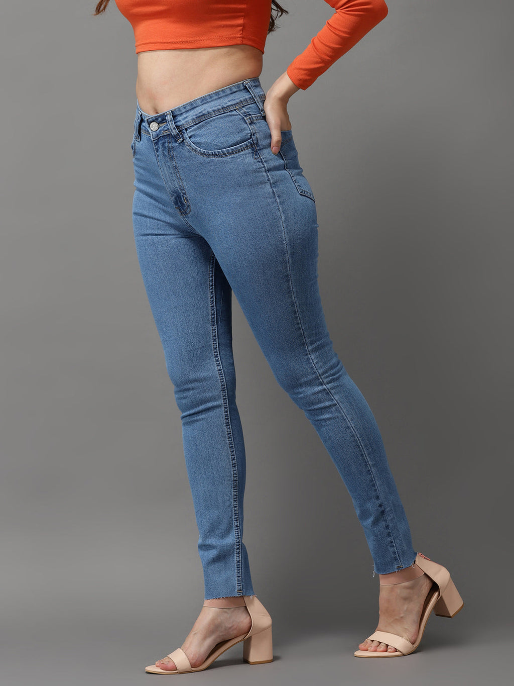 Women's Blue Jean Skinny Fit High-Rise Stretchable Jeans