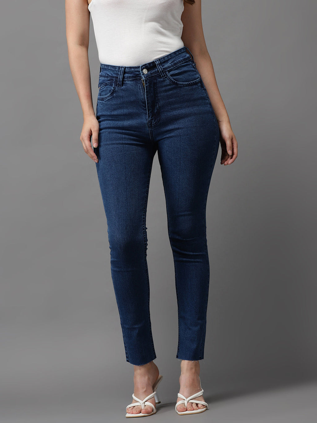 Women's Blue Jean Skinny Fit High-Rise Stretchable Jeans
