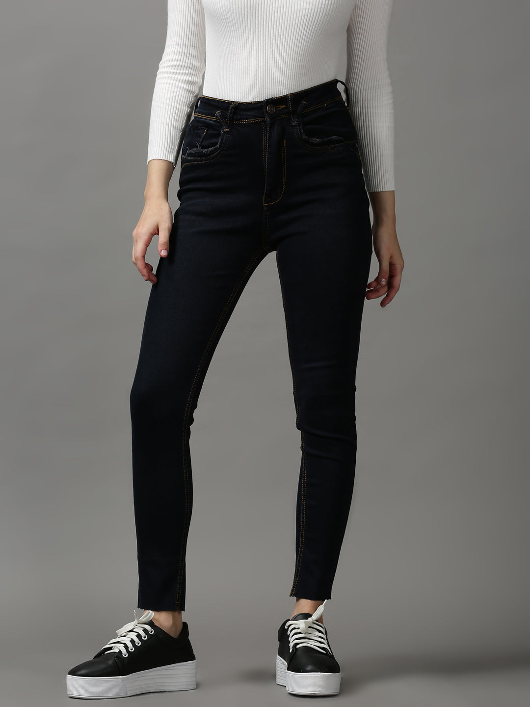 Women's Navy Blue Skinny Fit Stretchable Denim Jeans
