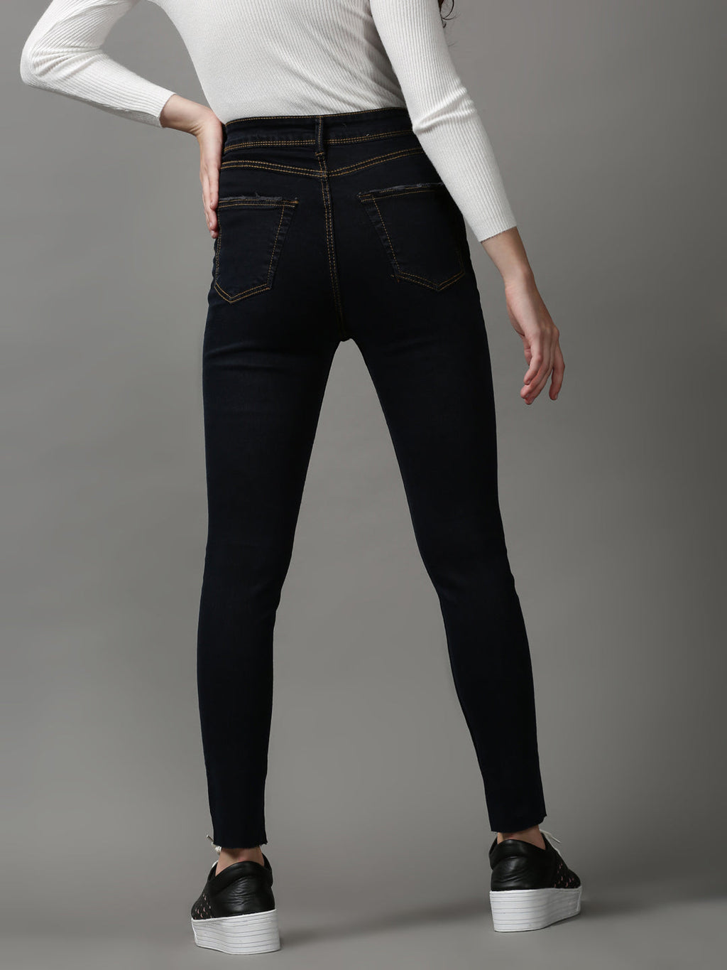 Women's Navy Blue Skinny Fit Stretchable Denim Jeans