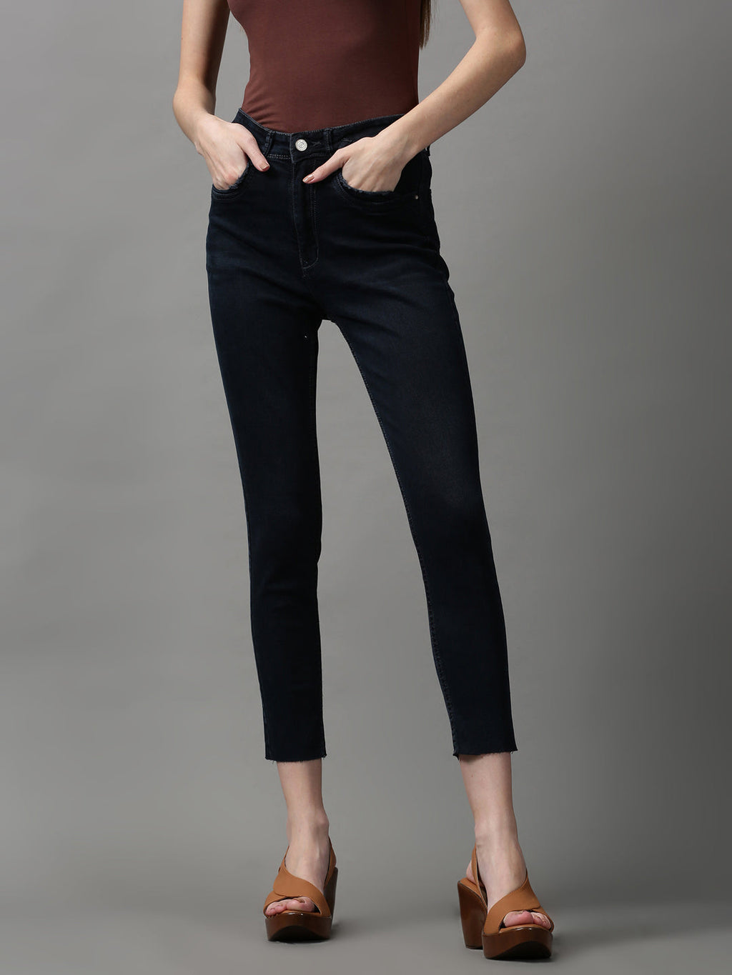 Women's Navy Blue Skinny Fit Stretchable Denim Jeans