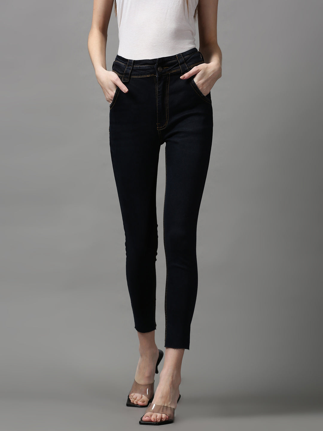 Women's Navy Blue Skinny Fit Stretchable Denim Jeans