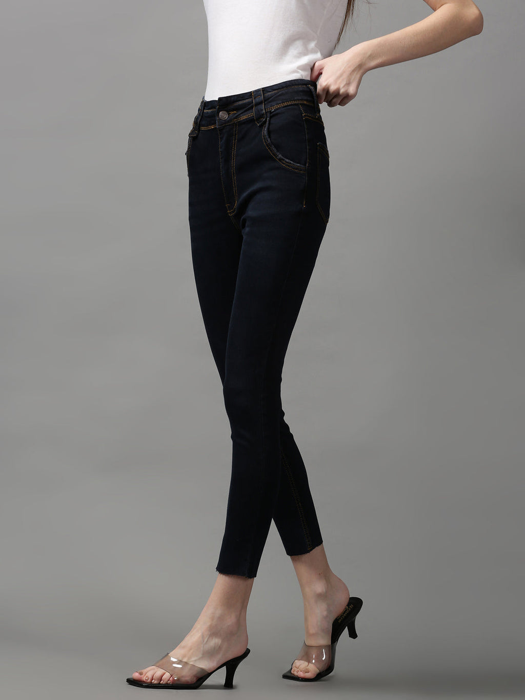 Women's Navy Blue Skinny Fit Stretchable Denim Jeans