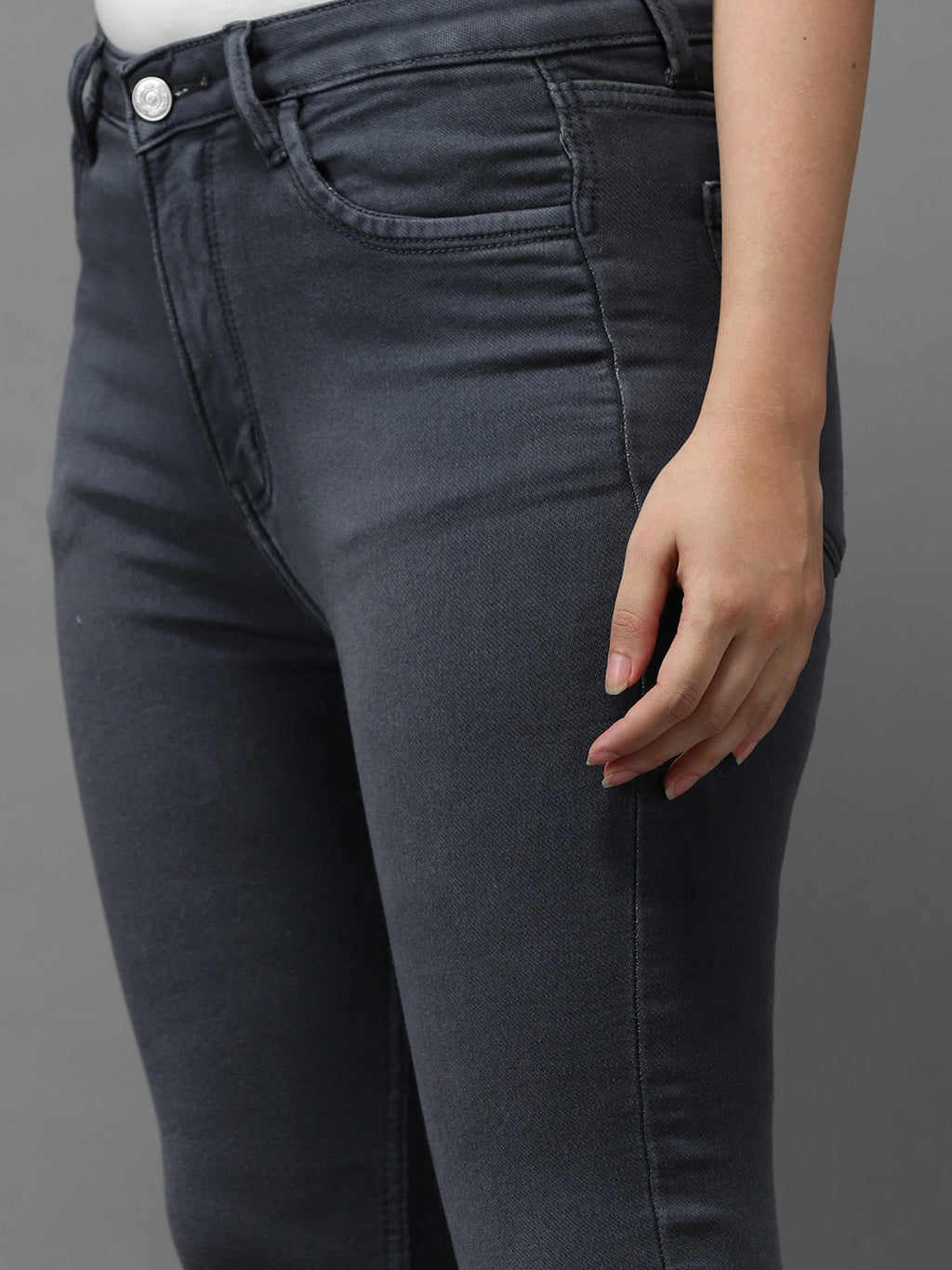 Women's Grey Jean Skinny Fit High-Rise Stretchable Jeans